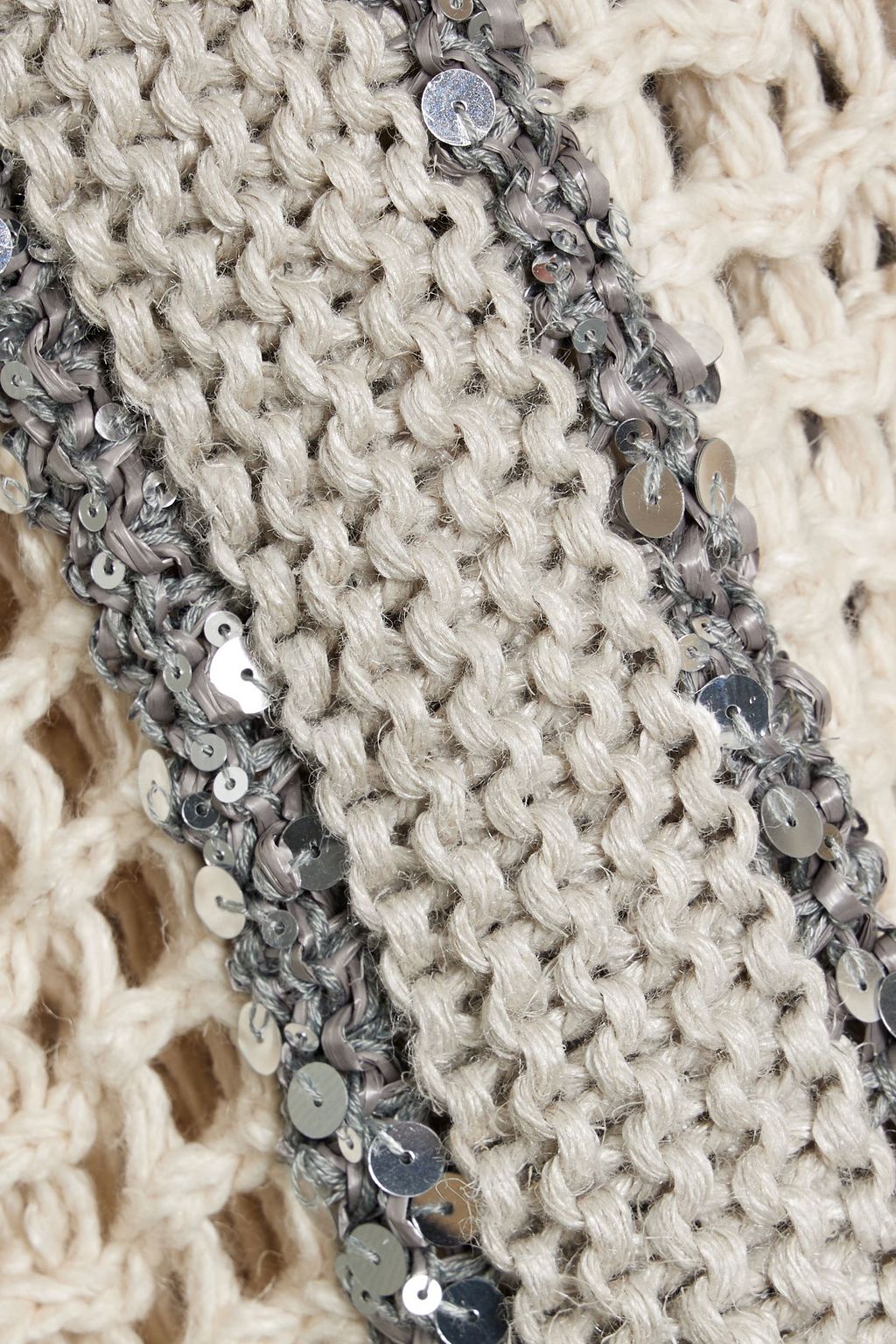 BRUNELLO CUCINELLI Embellished striped crocheted jute-blend cardigan