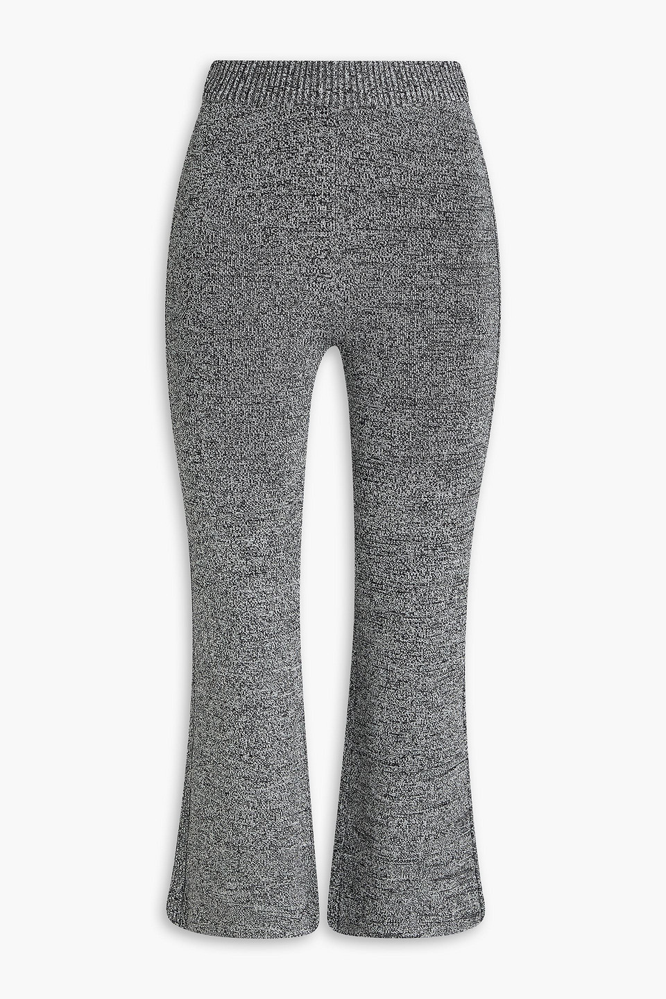 Ganni Melierte Kick-flare-hose Aus Stretch-strick In Schwarz