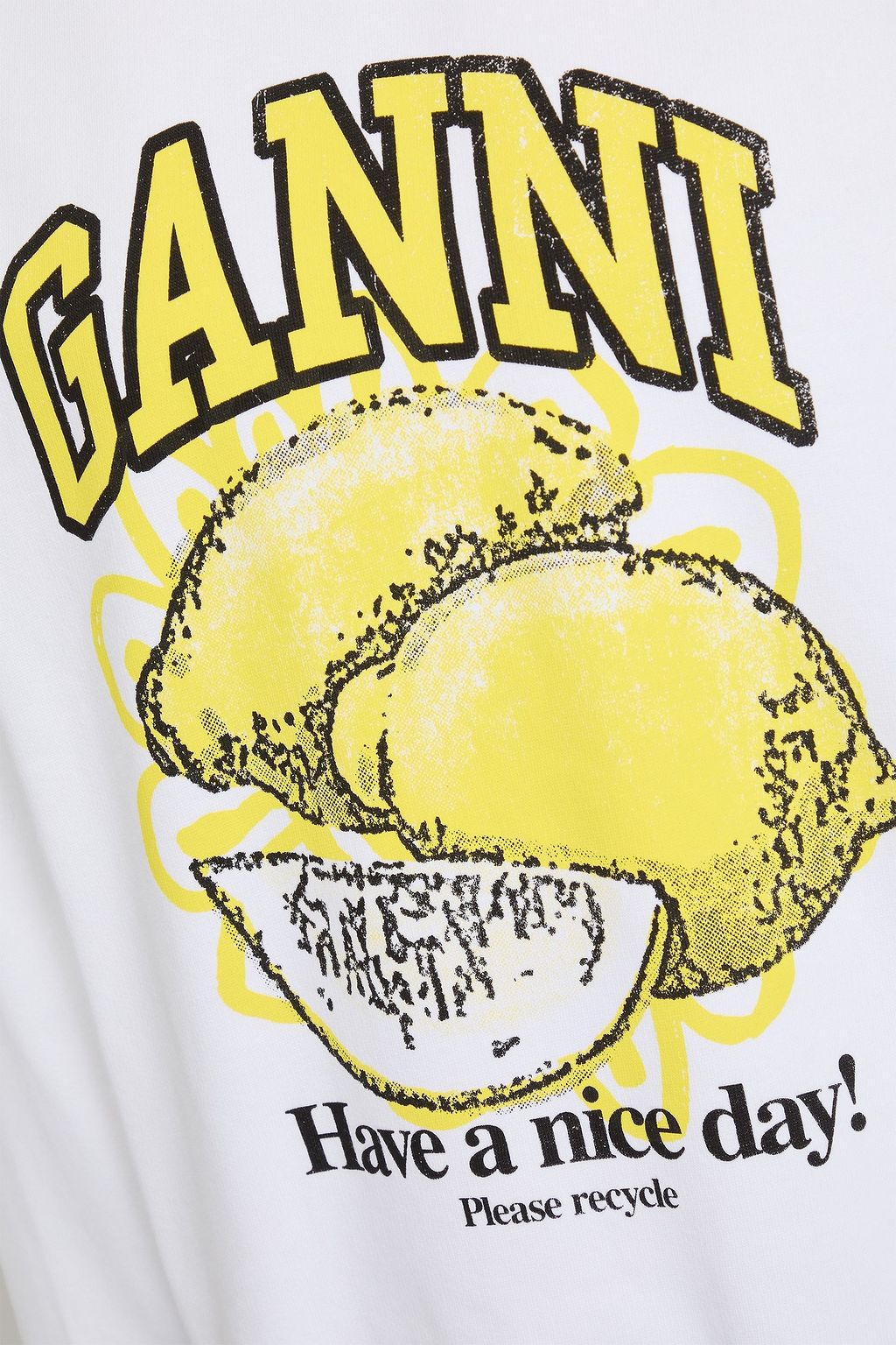 GANNI سويت شيرت من القطن والصوف الناعم بطبعات