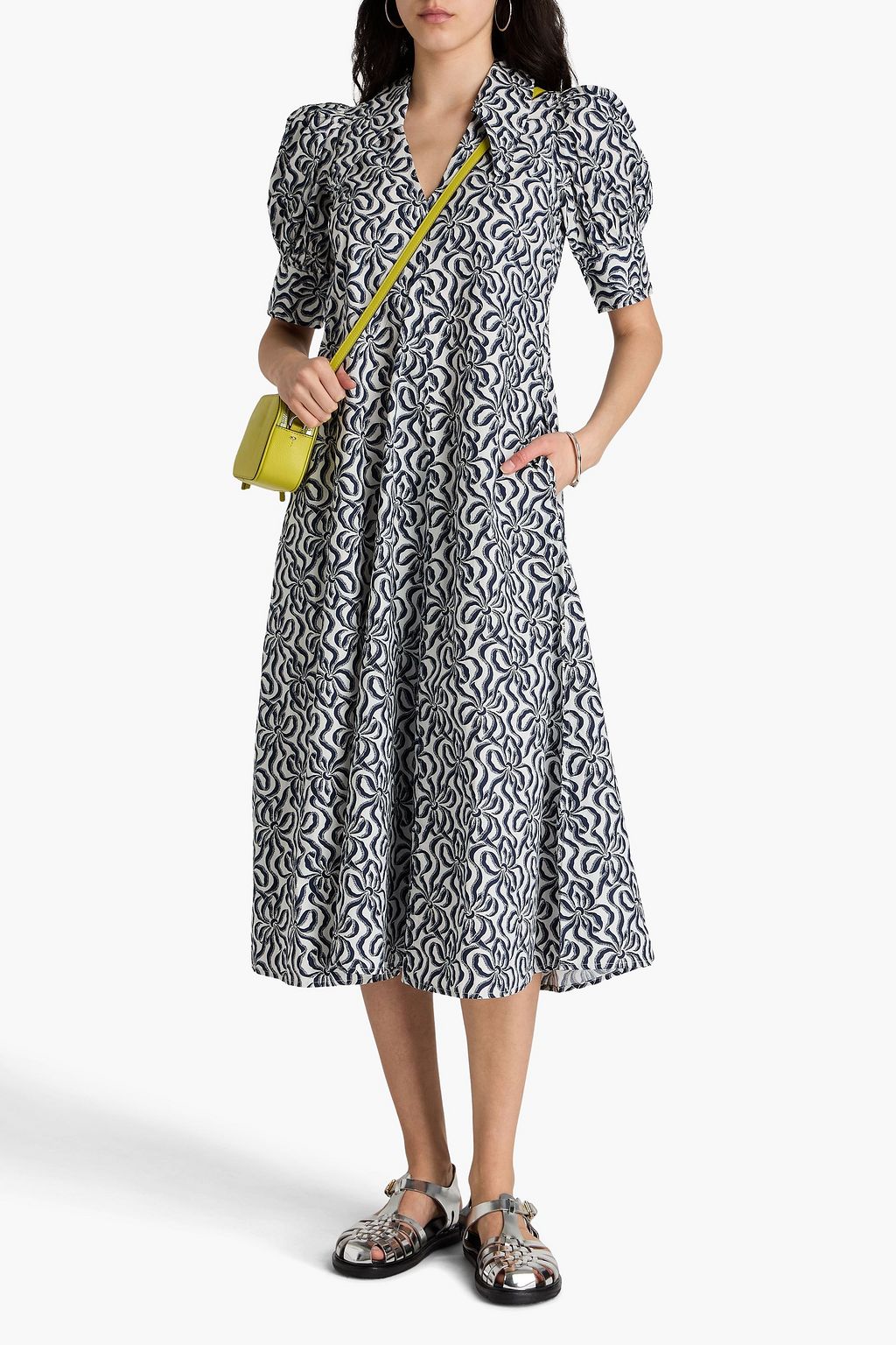 GANNI Midikleid aus Baumwolle mit Print