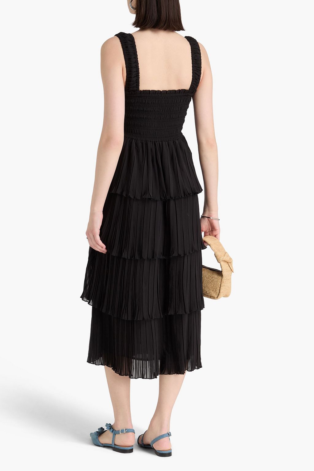 GANNI Tiered georgette midi dress