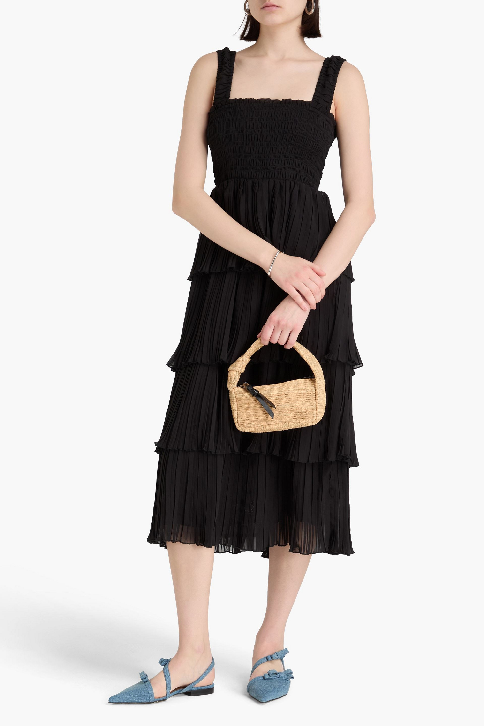 GANNI Tiered georgette midi dress