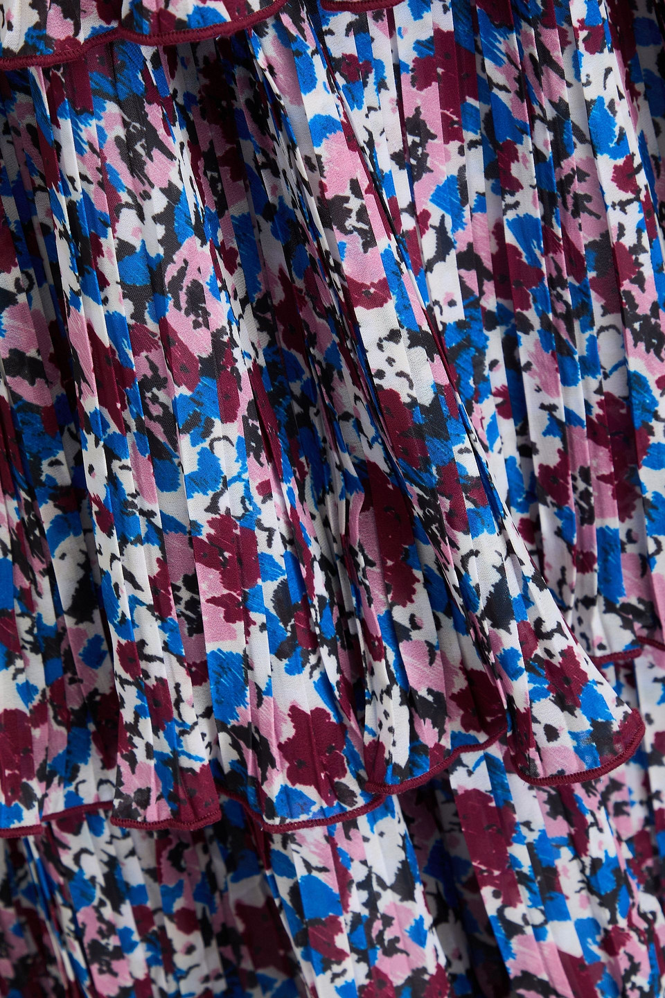 Ganni Gestuftes Midikleid Aus Bedrucktem Georgette In Bunt