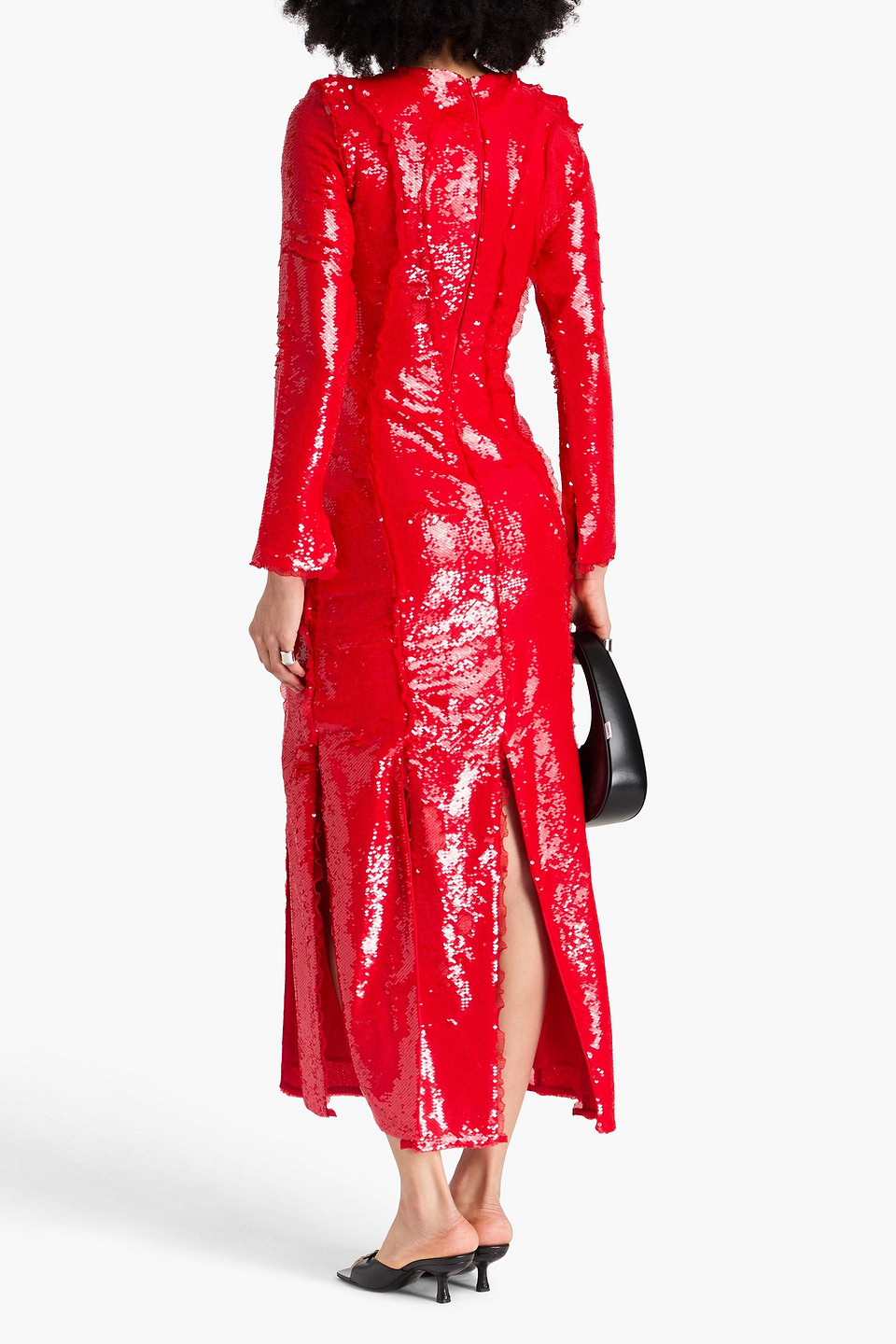  Ganni - Maxikleid Aus Tüll Mit Pailletten - Rot - Eu 32 