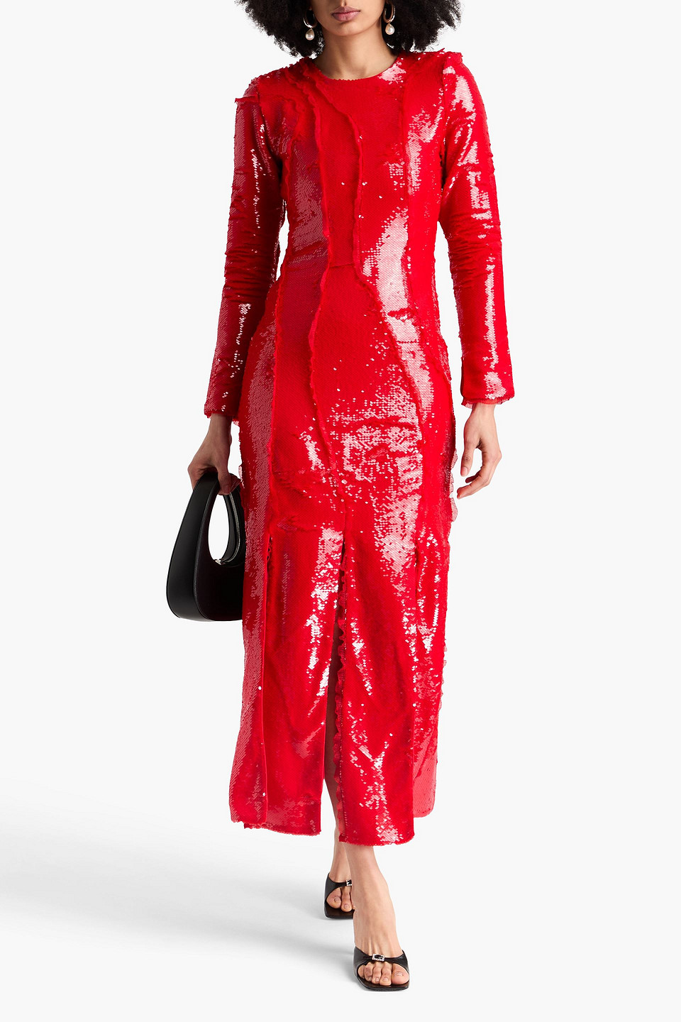  Ganni - Maxikleid Aus Tüll Mit Pailletten - Rot - Eu 32 