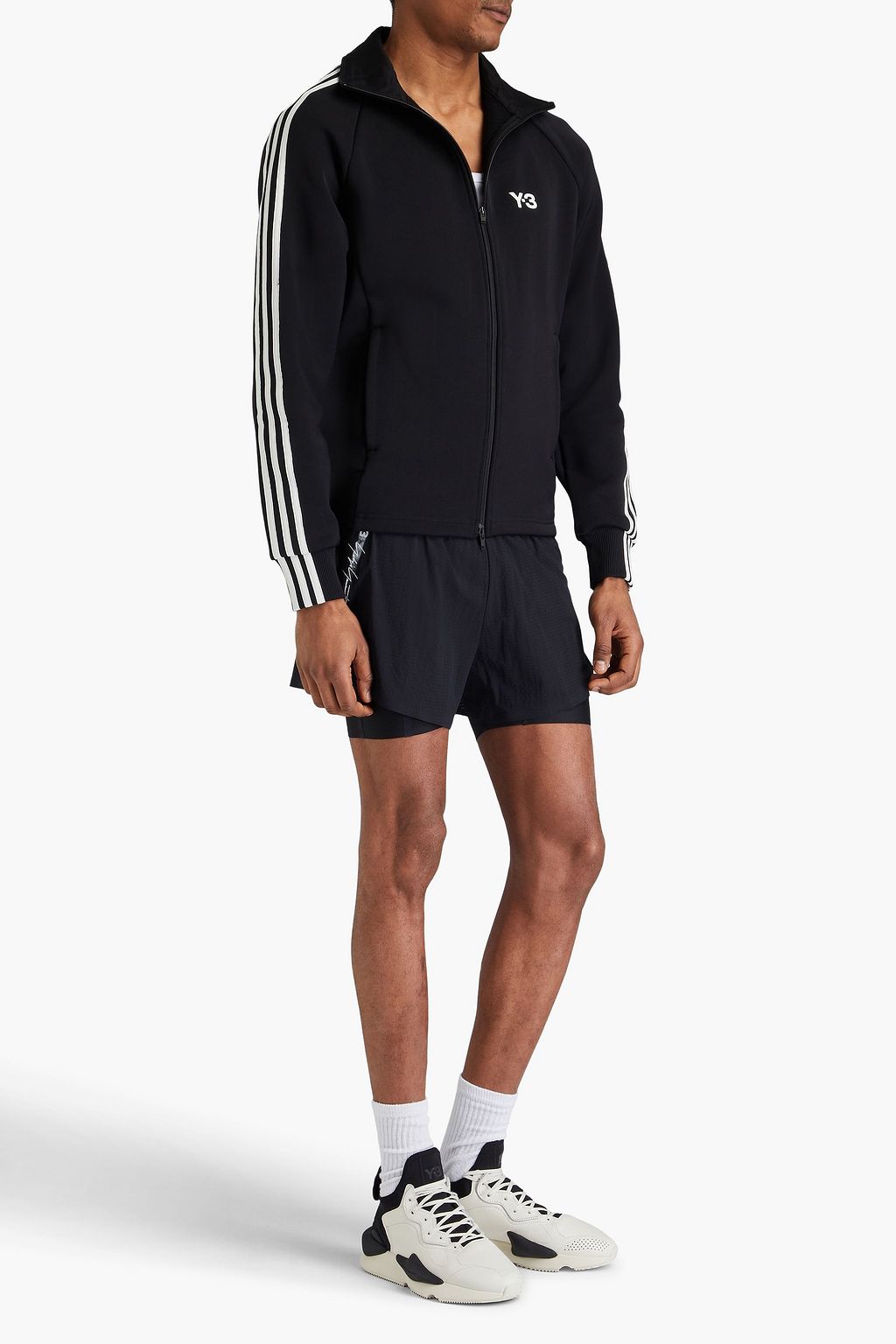Y-3 سويت شيرت من قماش تيري الفرنسي بتصميم مخطط