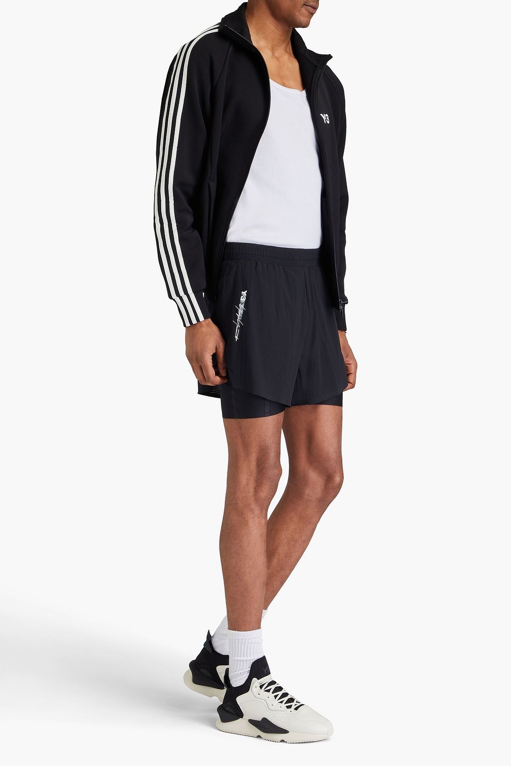 Y-3 Layered printed shell shorts