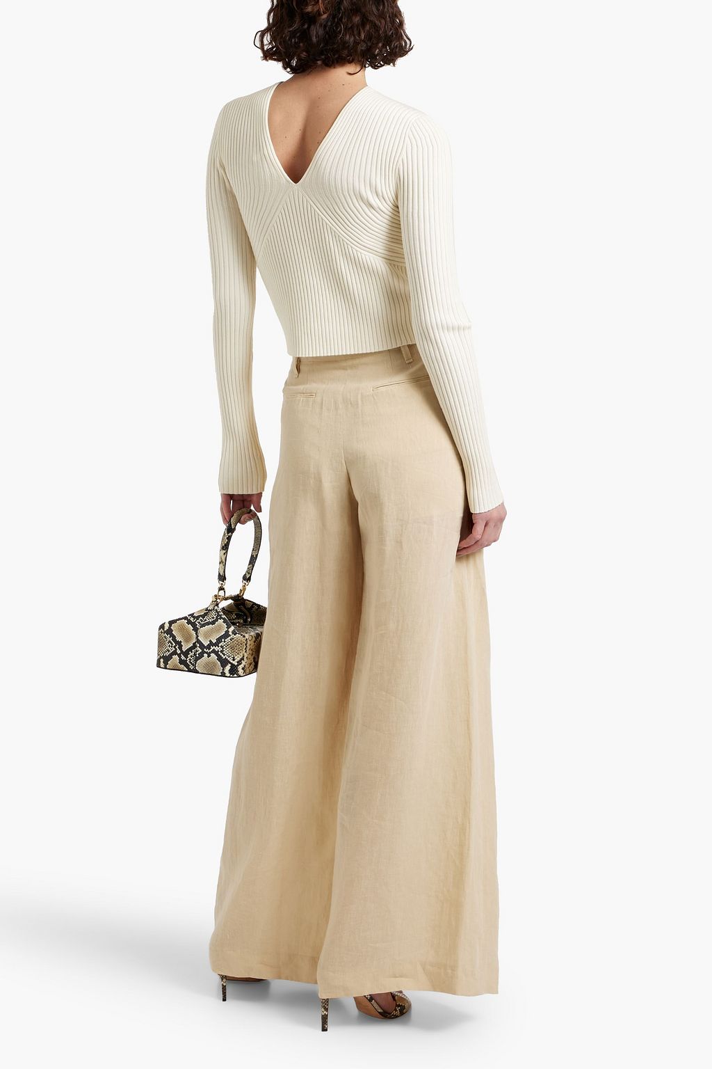 CHLOÉ Pleated linen wide-leg pants