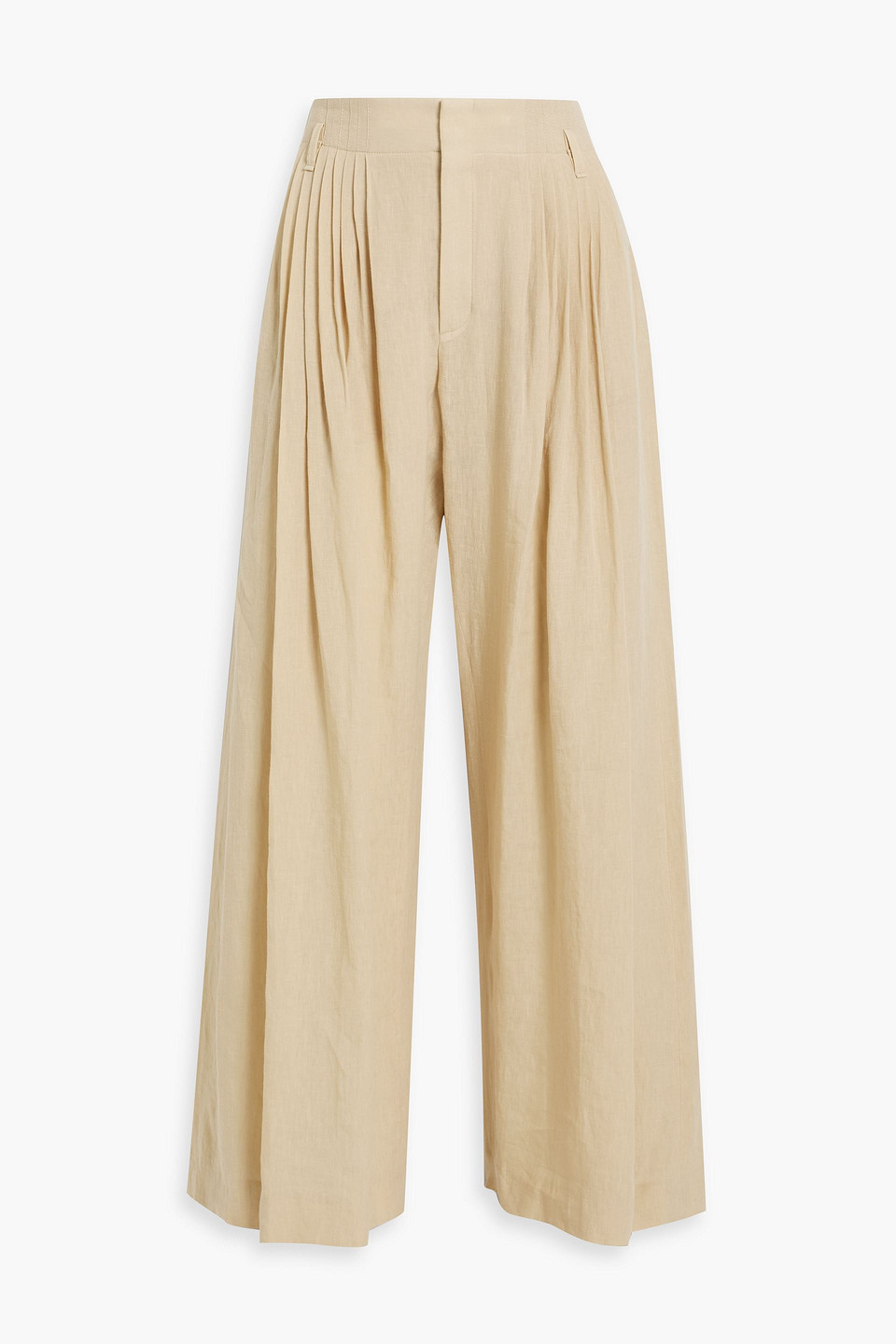 Chloé Pleated Linen Wide-leg Pants In Beige