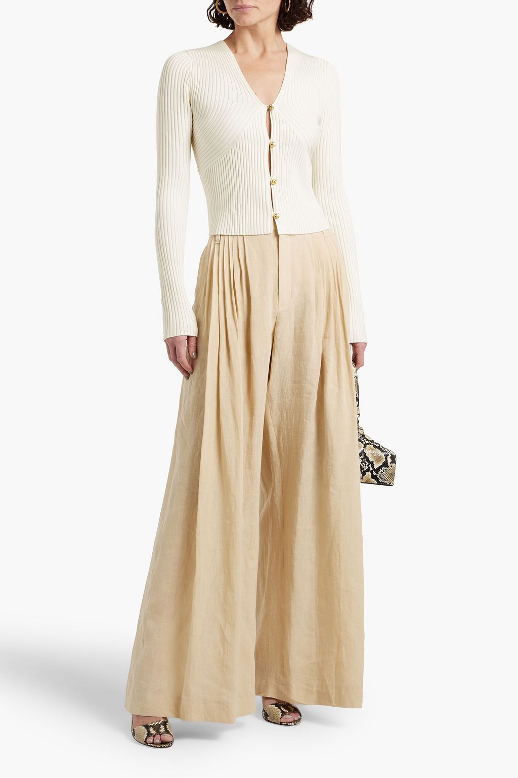 CHLOÉ Pleated linen wide-leg pants