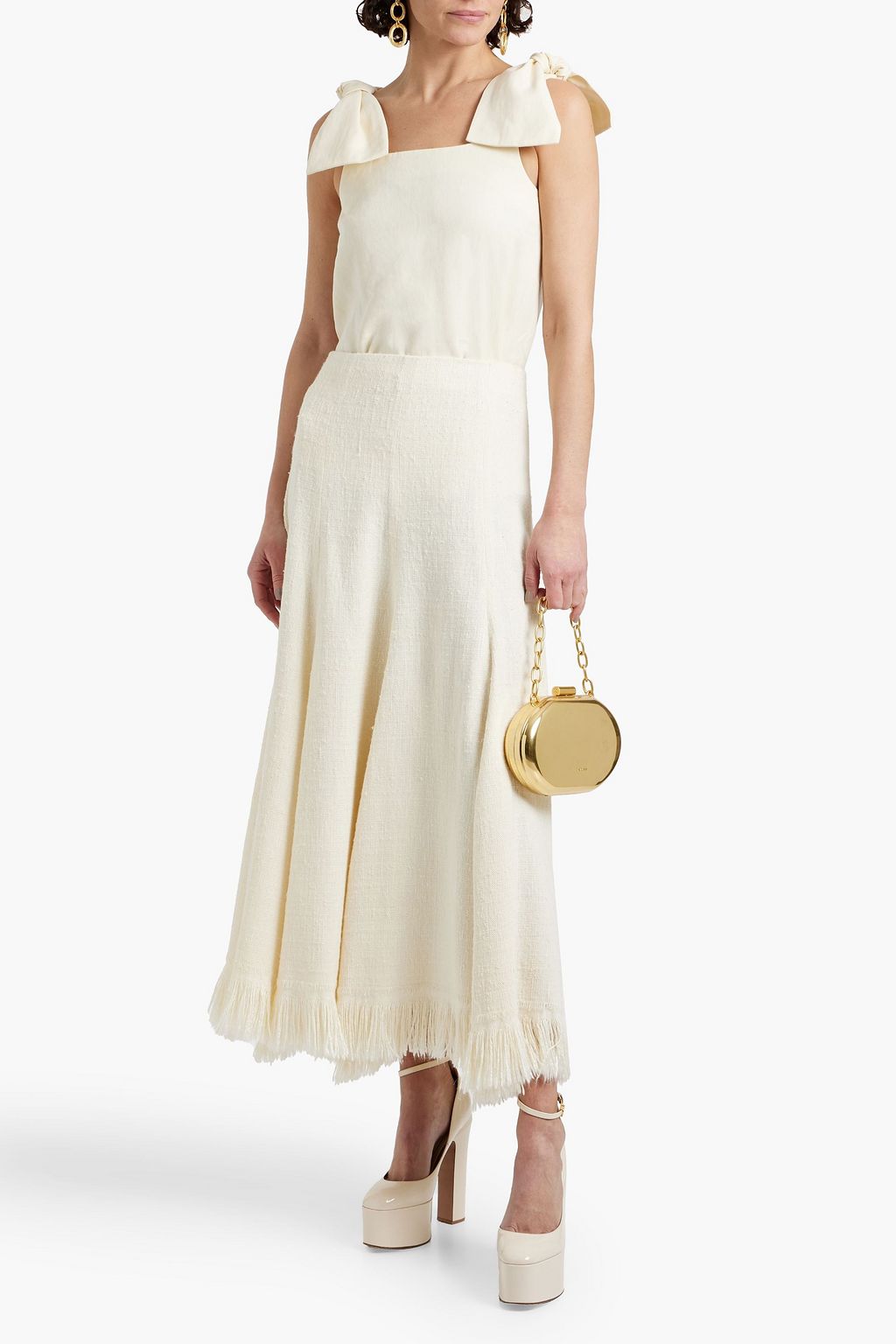 CHLOÉ Frayed silk maxi skirt