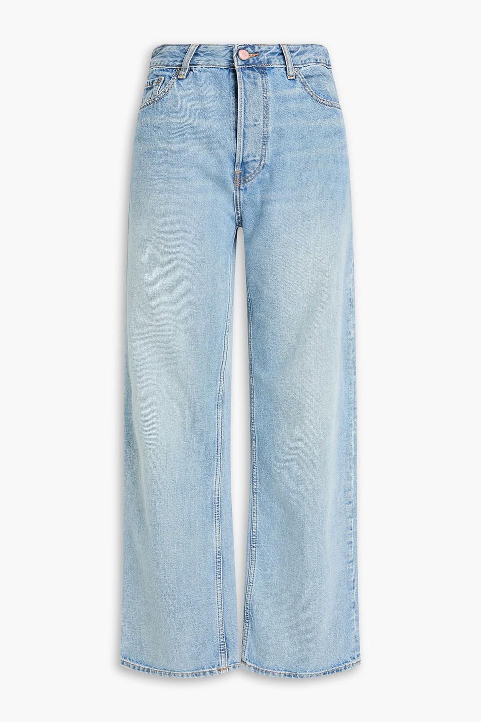 Ganni Hoch Sitzende Jeans Mit Geradem Bein In Ausgewaschener Optik In Hellblauer Denim