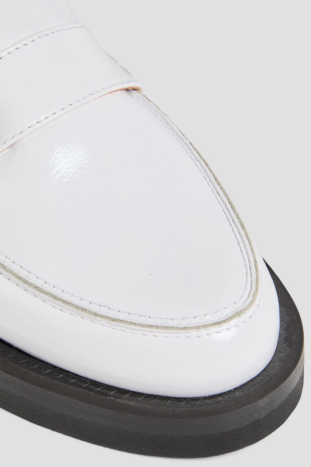 GANNI Crystal-embellished patent-leather loafers