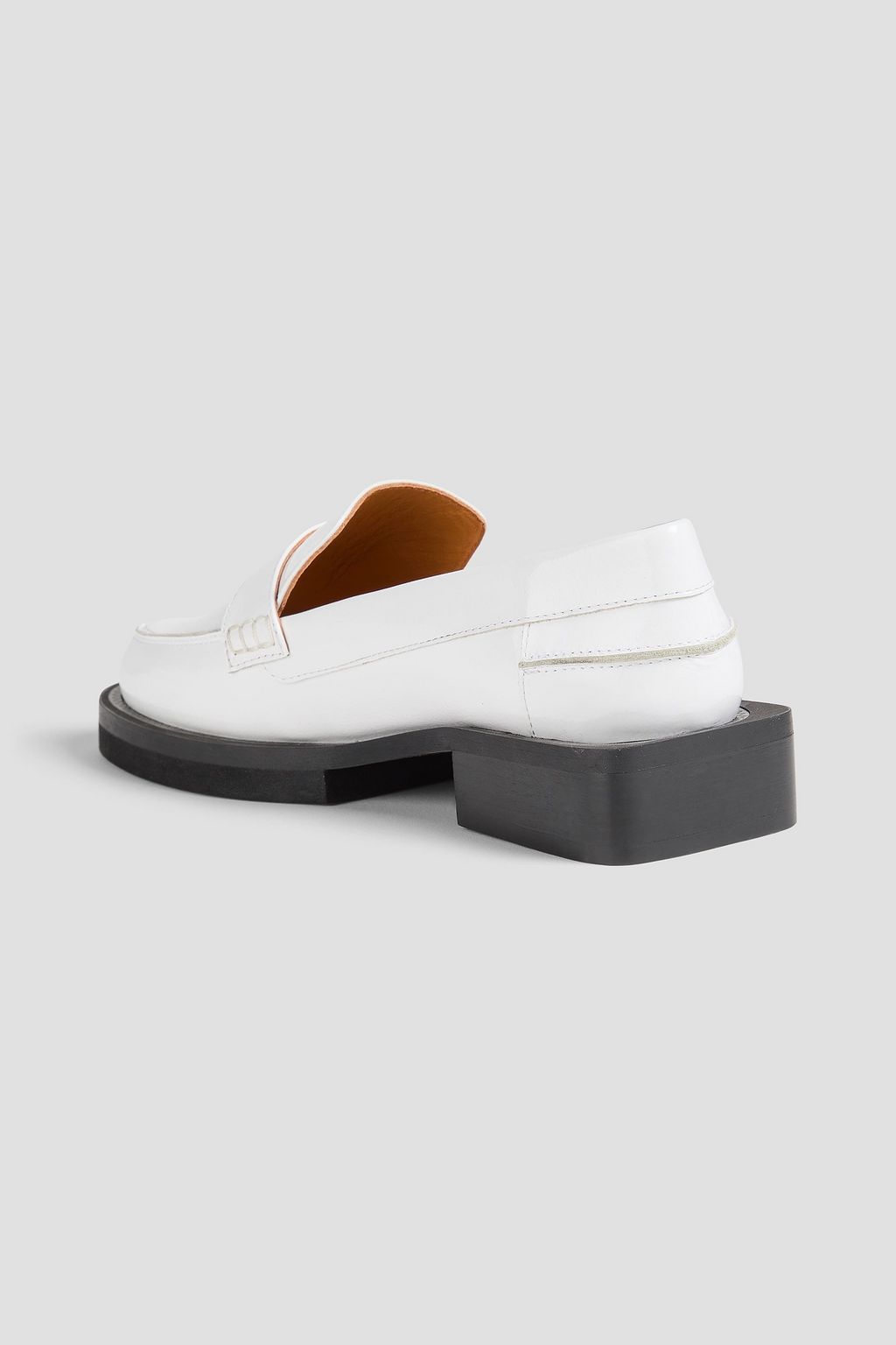 GANNI Crystal-embellished patent-leather loafers