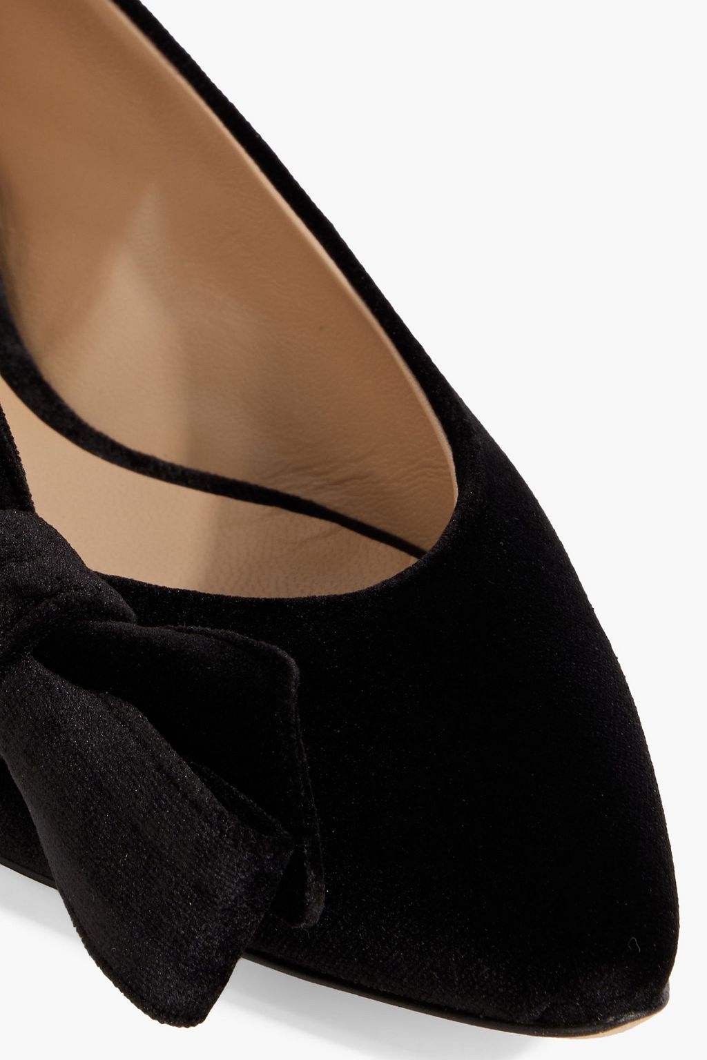 CHLOÉ Thea bow-detailed velvet point-toe flats