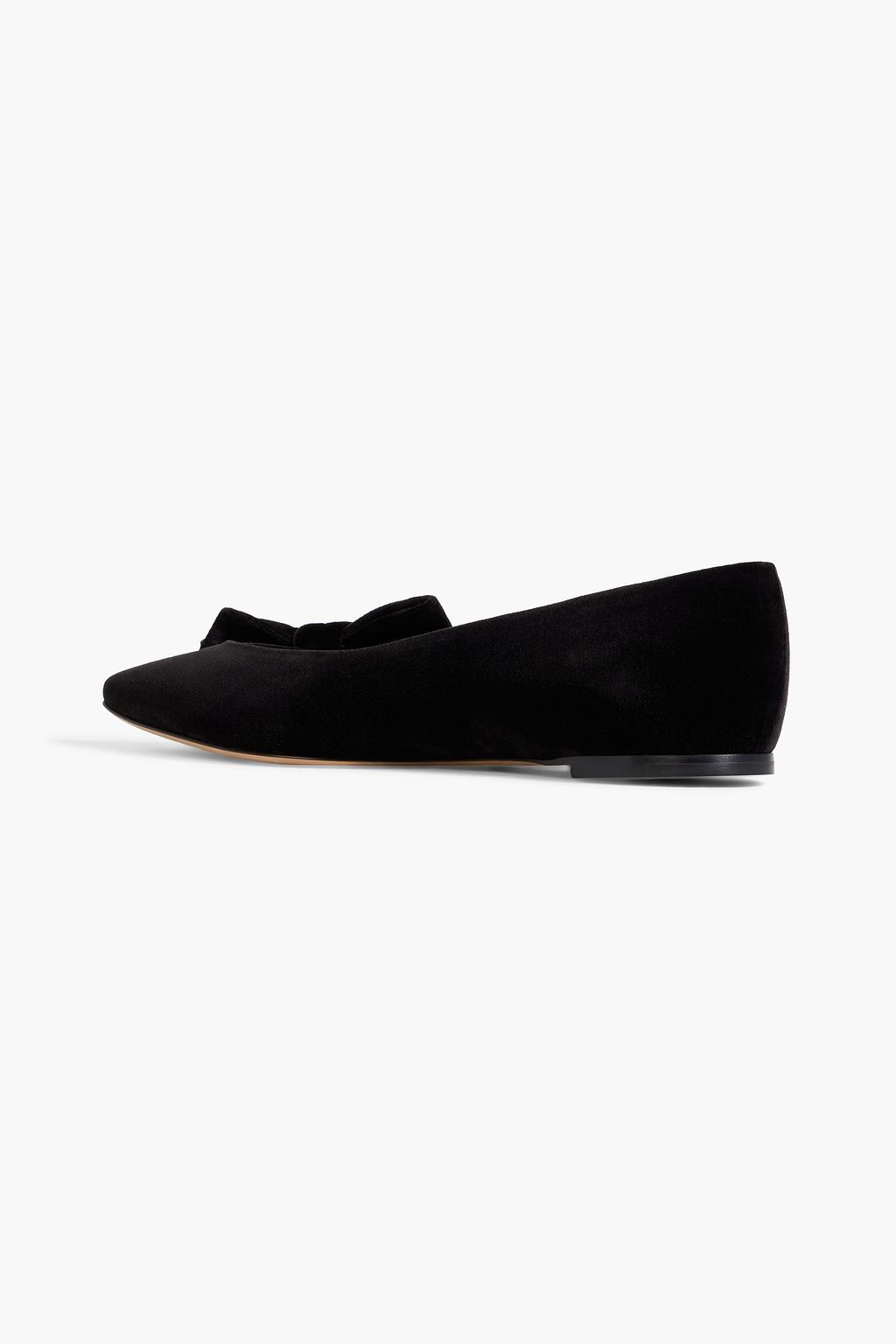 CHLOÉ Thea bow-detailed velvet point-toe flats