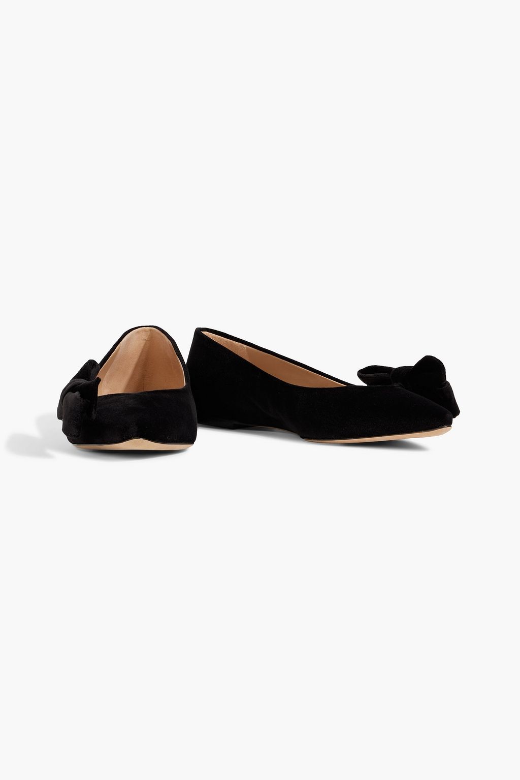 CHLOÉ Thea bow-detailed velvet point-toe flats