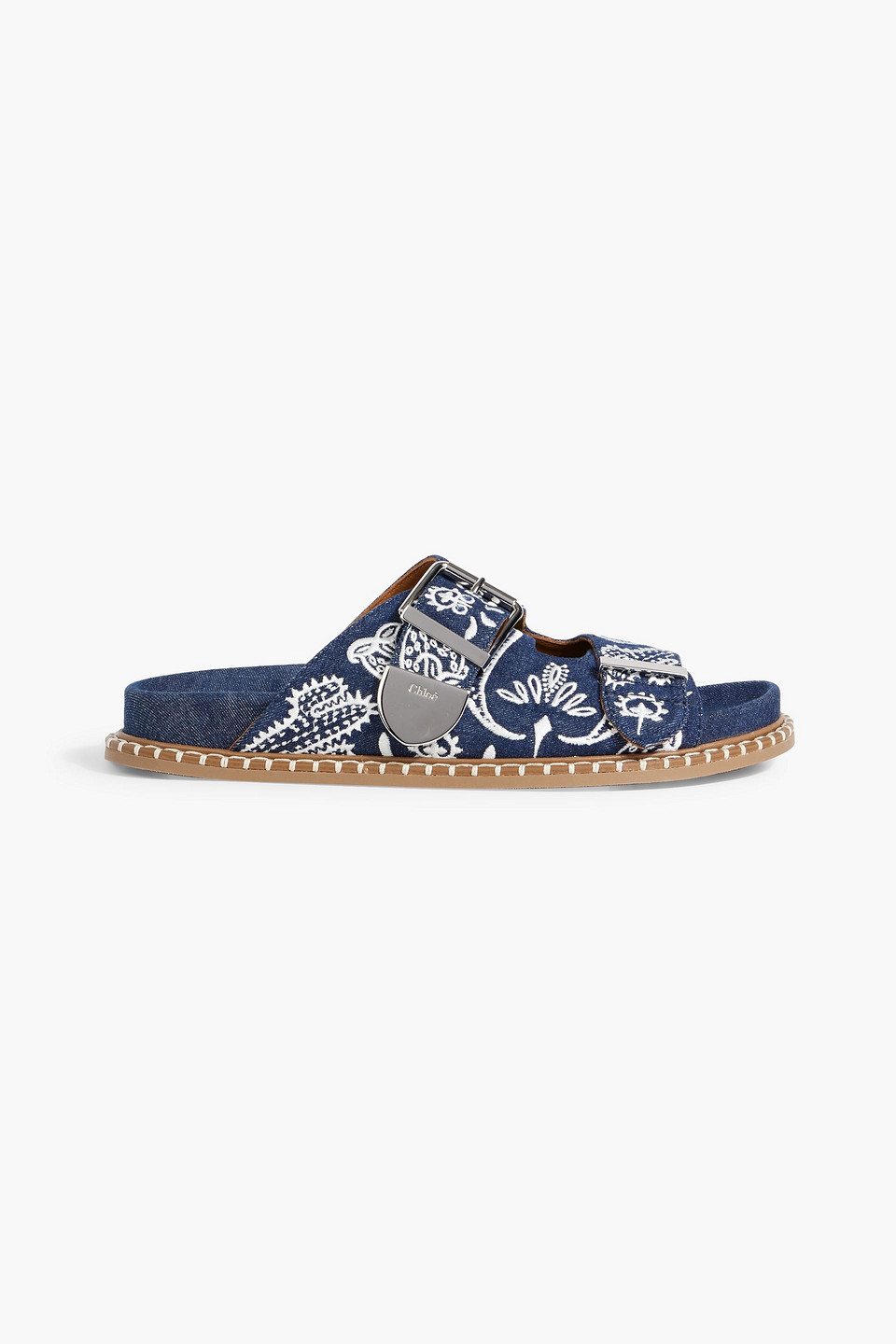 Chloé Rebecca embroidered denim sandals