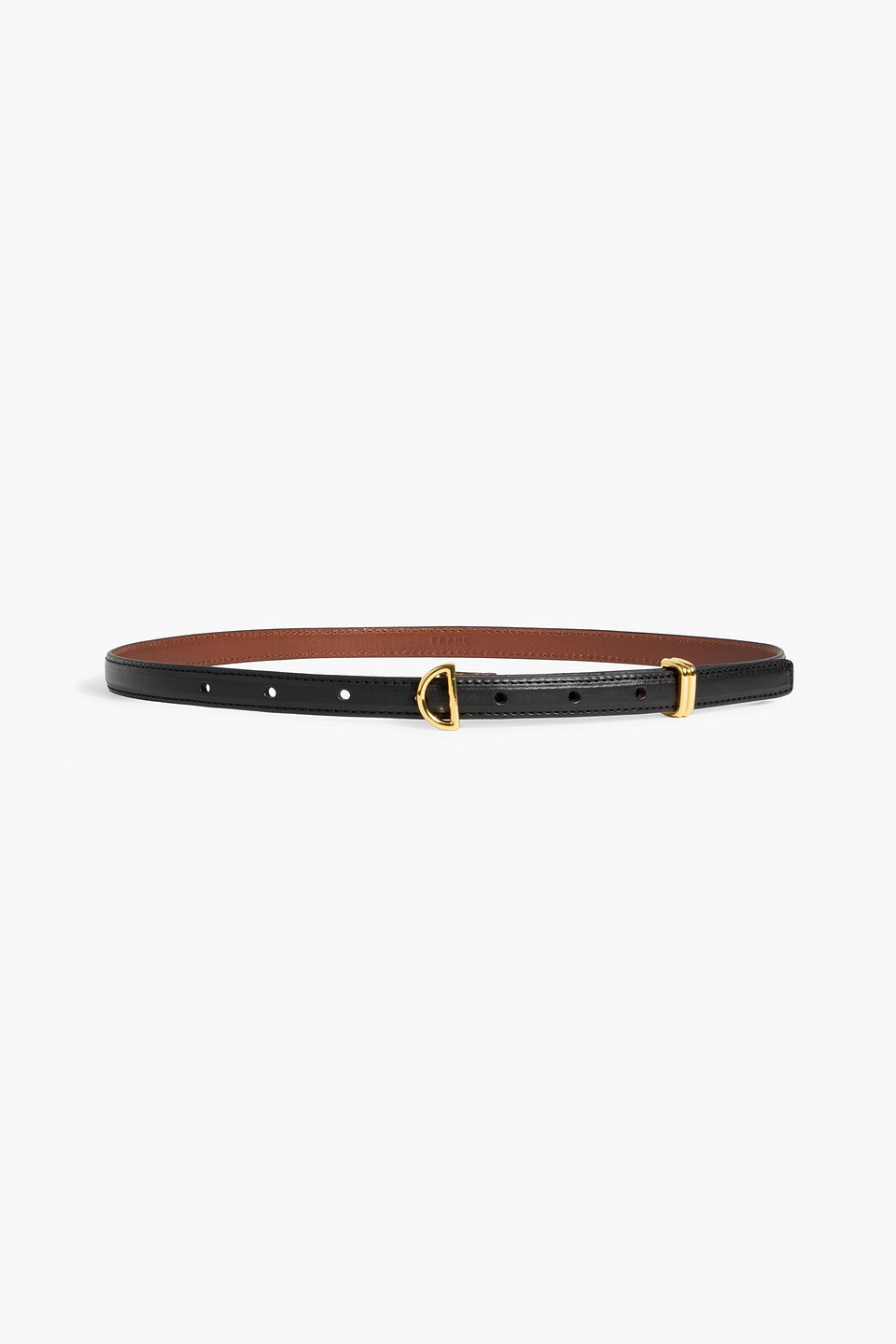 Frame Crescent Leather Belt In Black