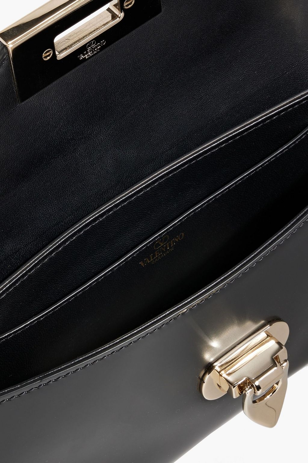 VALENTINO GARAVANI Rockstud glossed-leather shoulder bag
