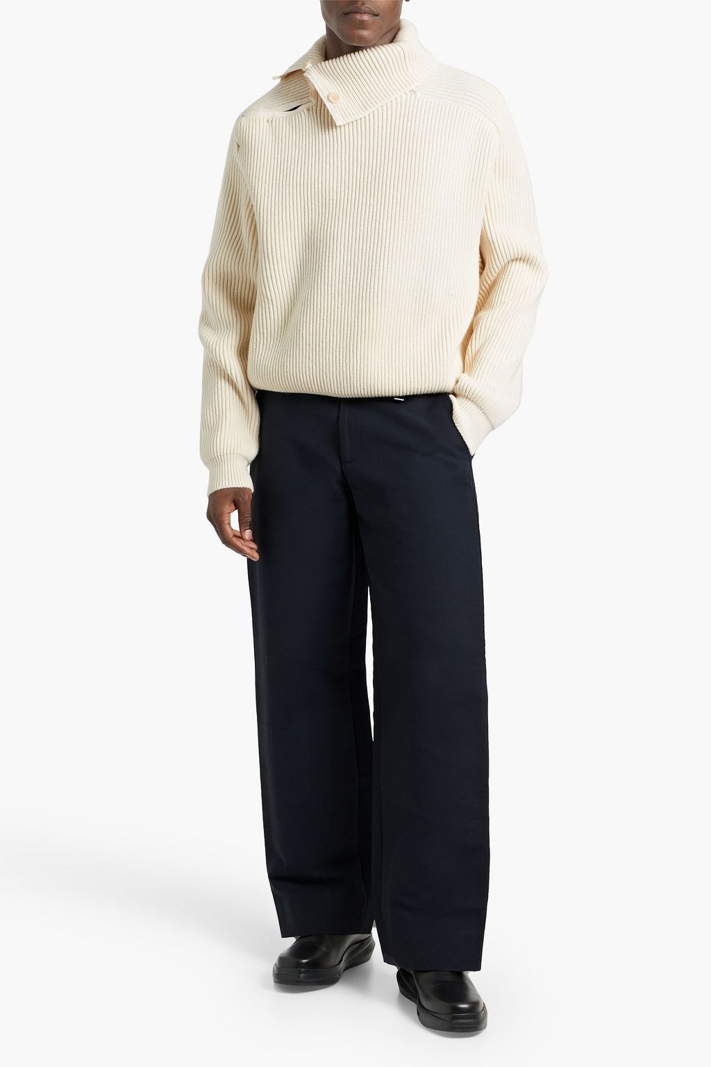 JACQUEMUS Vega cutout ribbed wool-blend turtleneck sweater