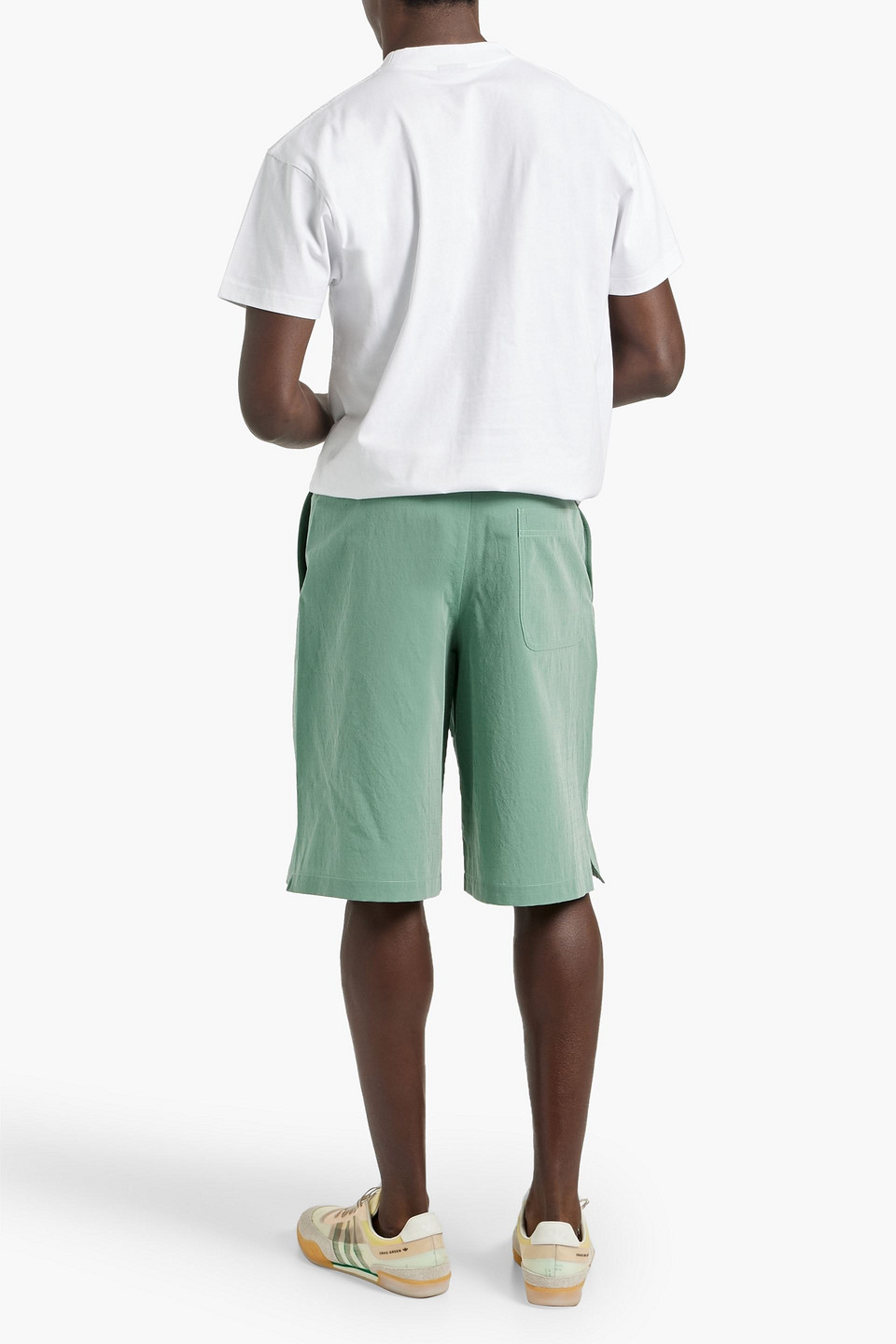 Jacquemus Meio Belted Wool And Cotton-blend Shorts In Sage Green