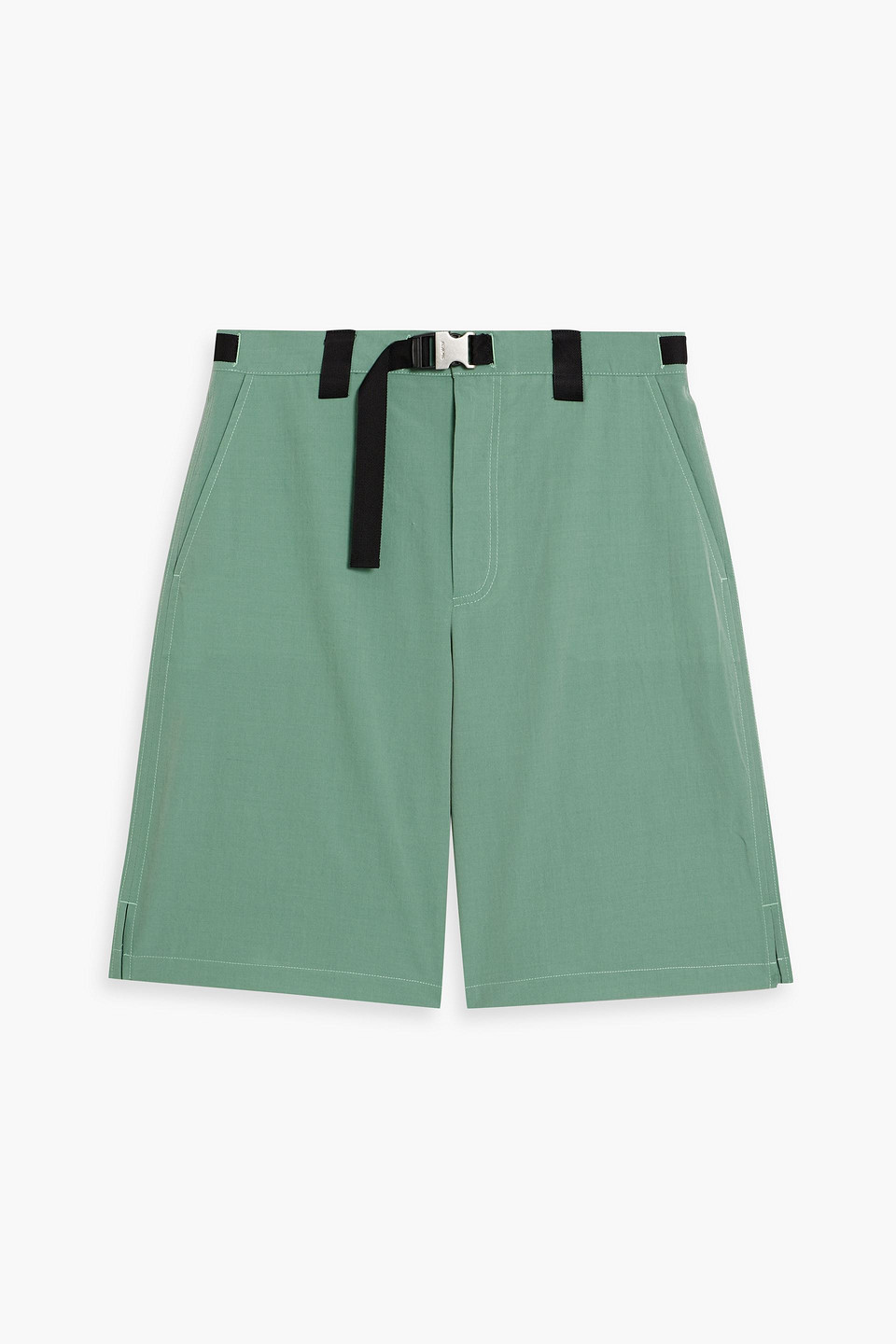 Jacquemus Meio Belted Wool And Cotton-blend Shorts In Sage Green