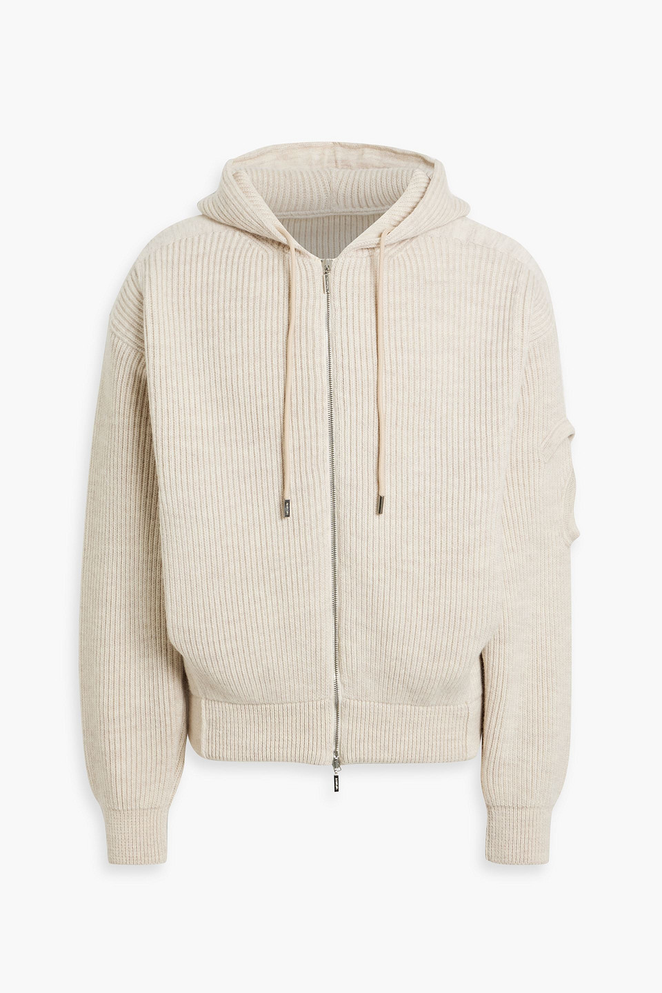Jacquemus Seville Ribbed Wool Hoodie In Neutral