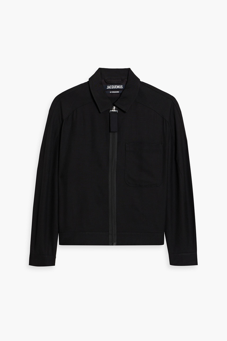Jacquemus Black Zip-up Jacket With Tonal Logo Embroidery In Polyamide Man In Black