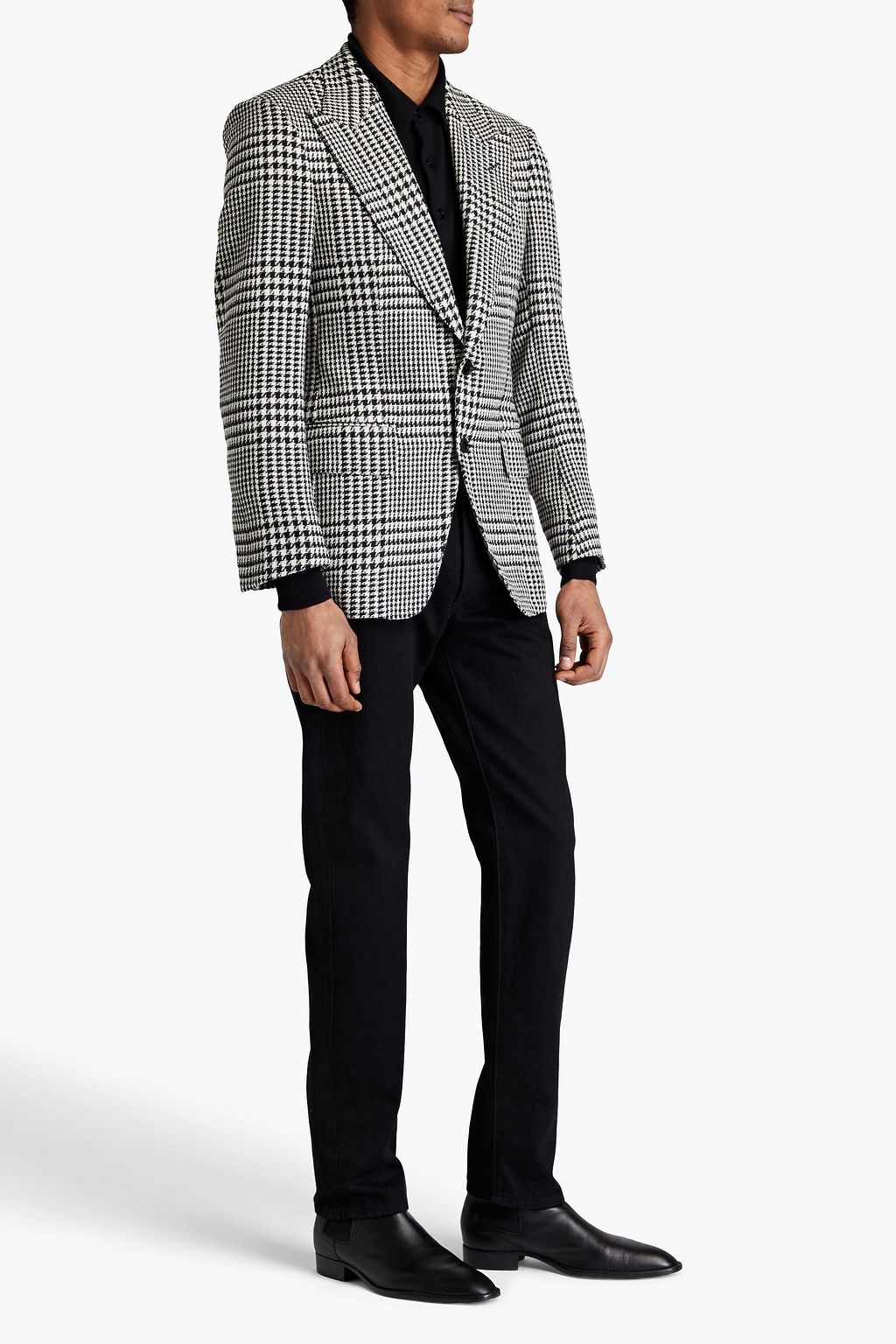 TOM FORD Houndstooth wool, mohair and cashmere-blend tweed blazer