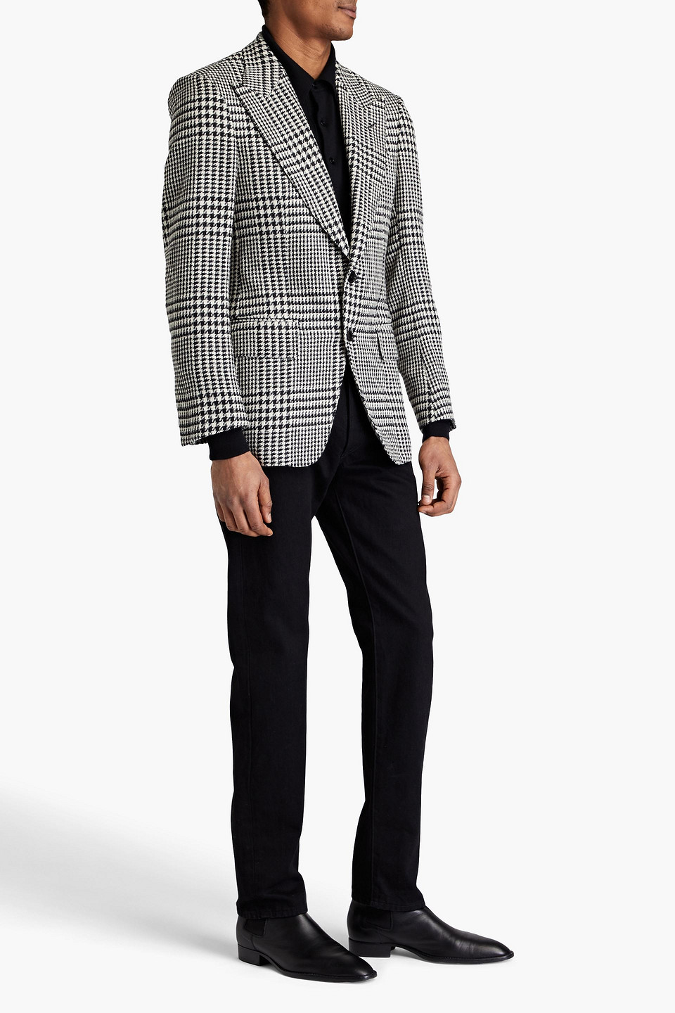  Tom Ford - Blazer Aus Tweed Aus Einer Woll-mohair-kaschmirmischung Mit Hahnentrittmuster - Schwarz - It 50 