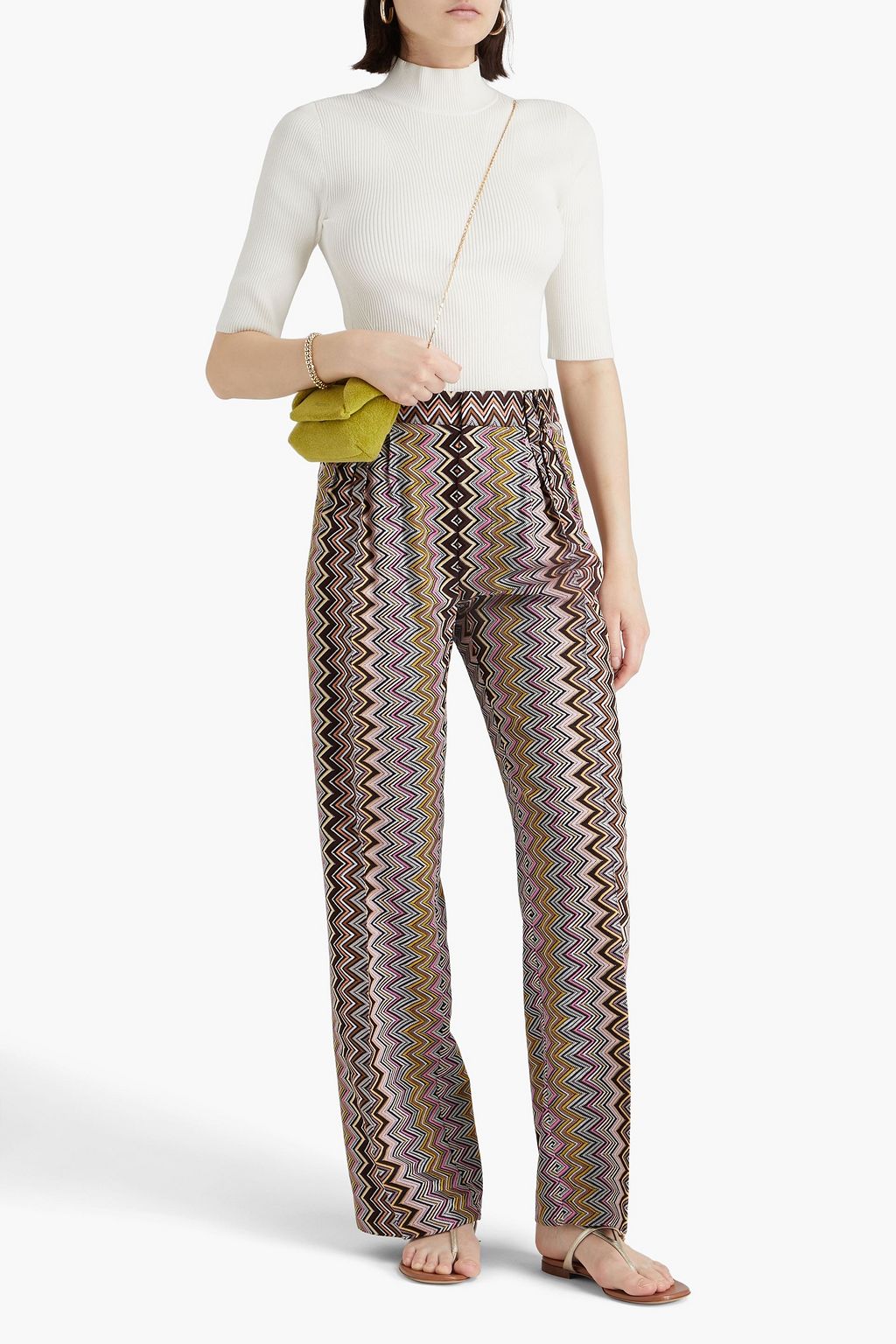 MISSONI Pleated crochet-knit wide-leg pants