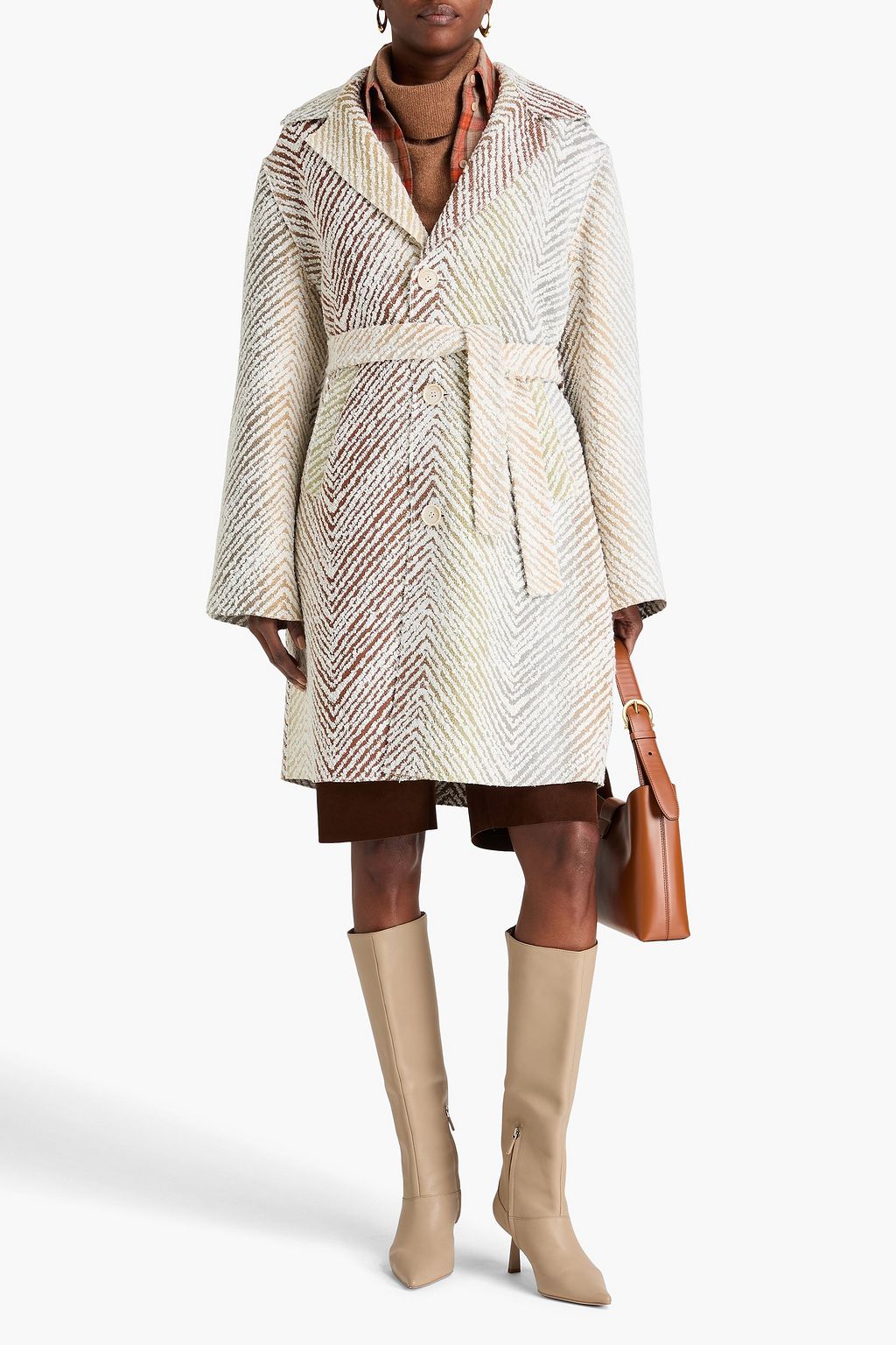 MISSONI Belted bouclé-tweed coat