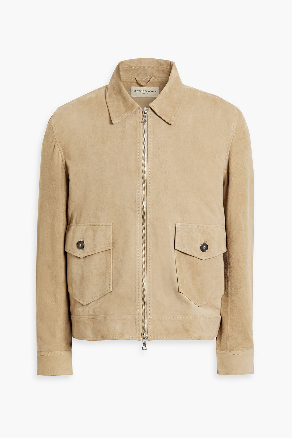 Officine Generale Victor Suede Jacket In Beige