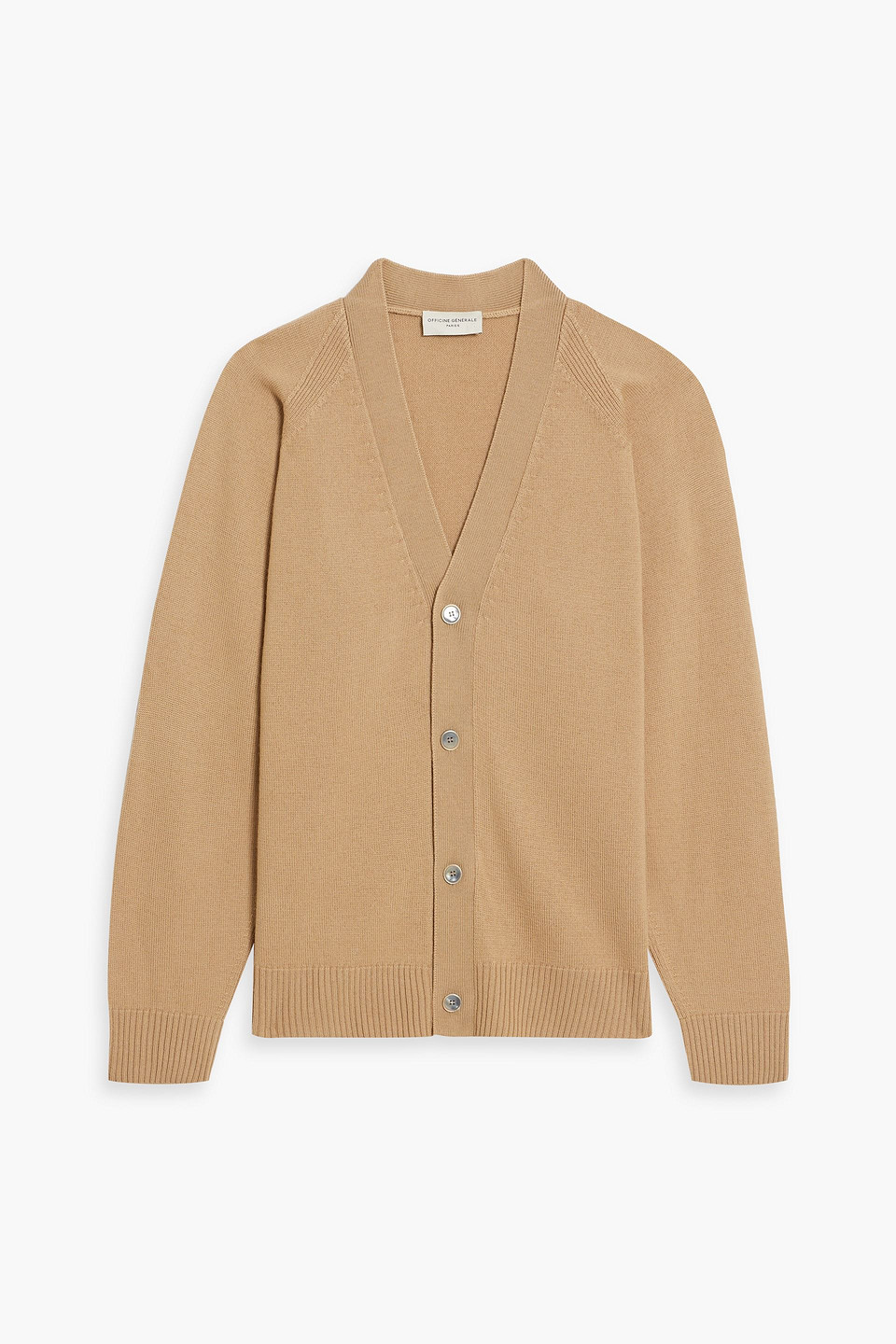 Officine Generale Milos Merino Wool Cardigan In Brown