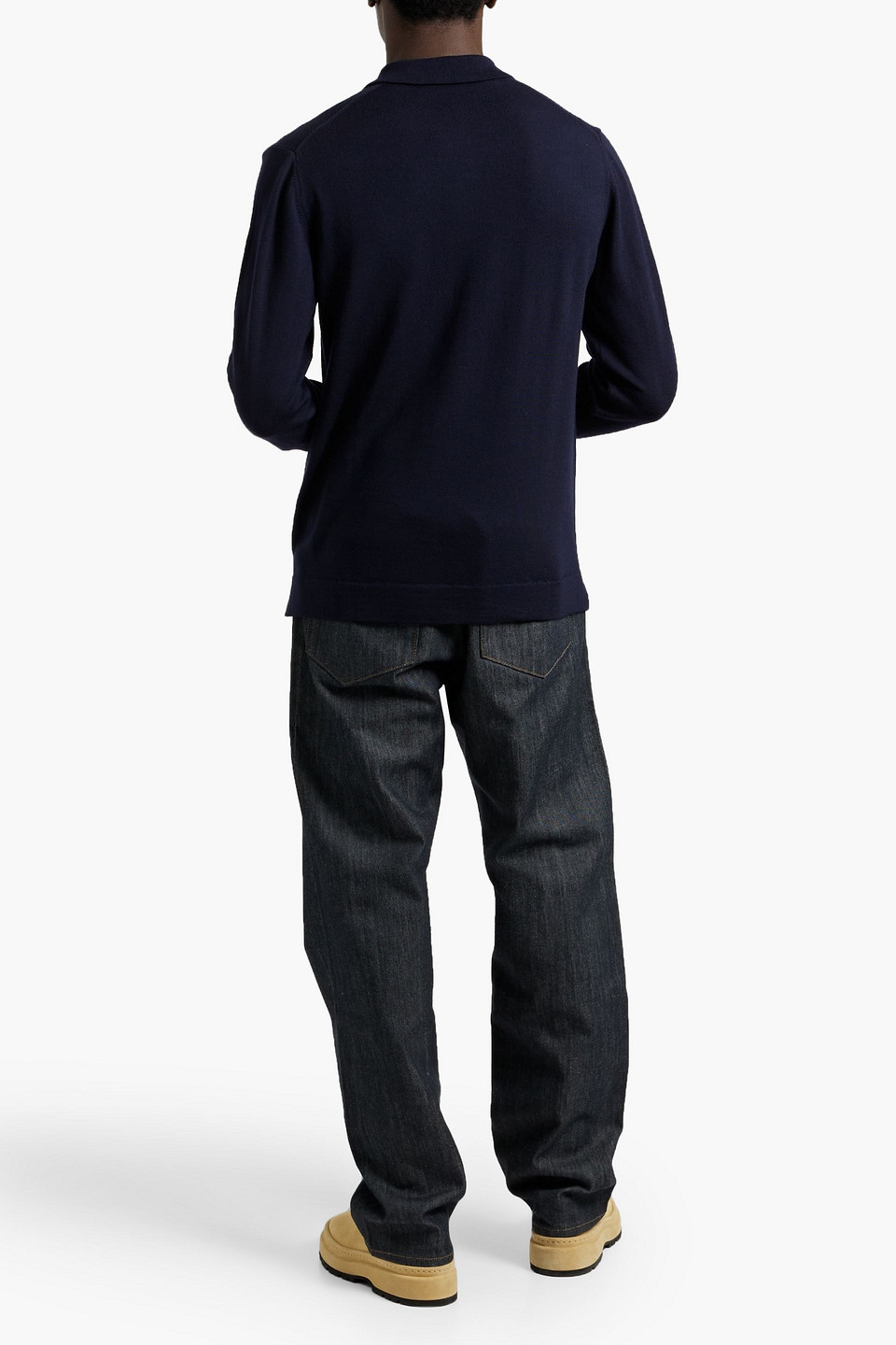 Officine Generale Brent Merino Wool Cardigan In Blue