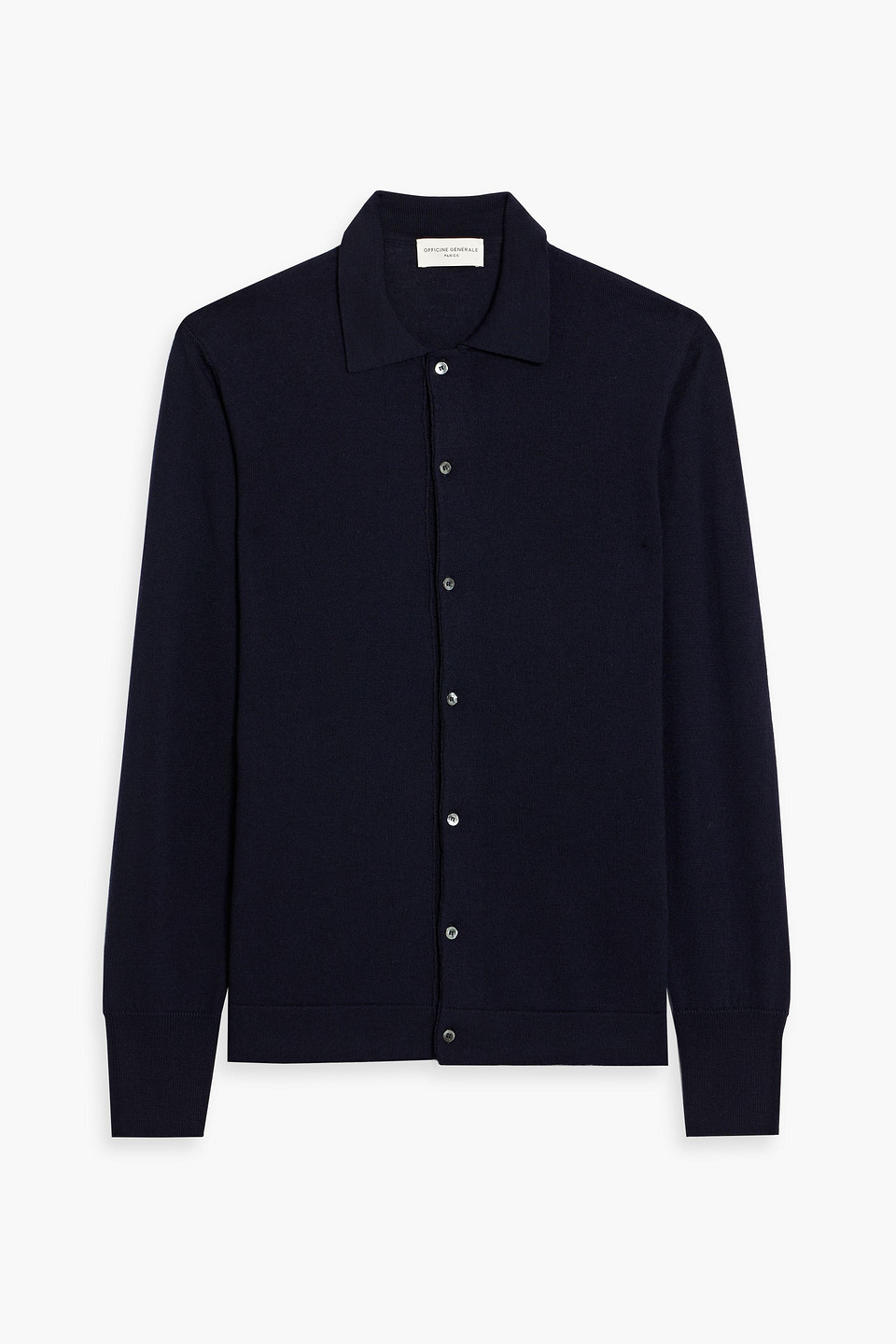 Officine Generale Brent Merino Wool Cardigan In Blue