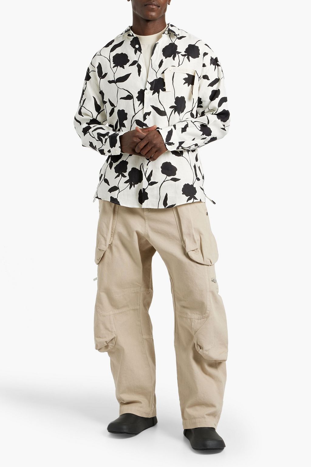 JACQUEMUS Simon Hemd aus Leinen mit floralem Print und Applikationen