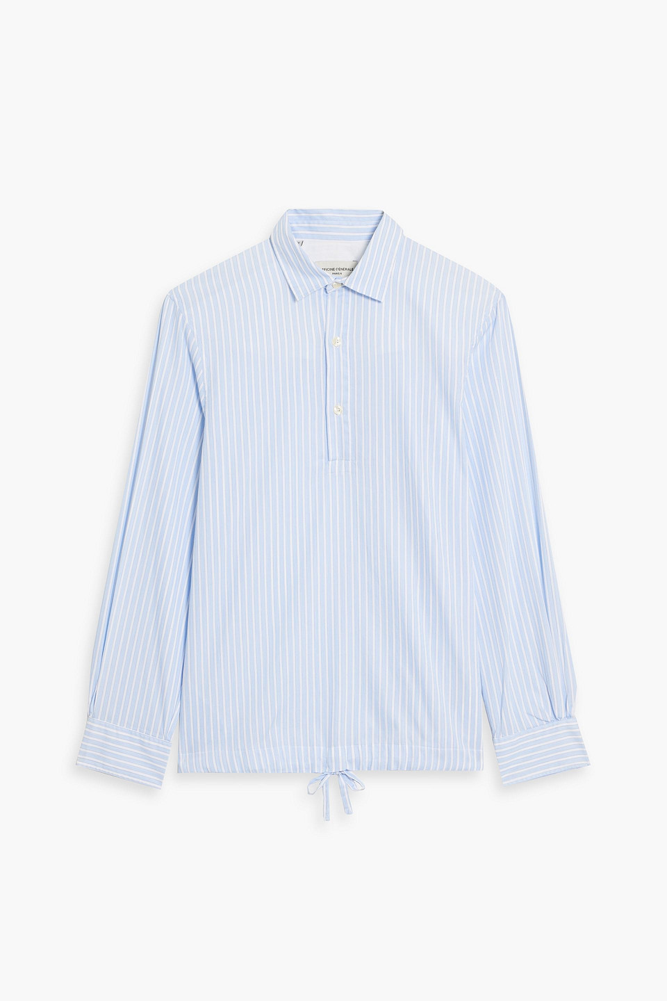 Officine Generale Pedro Striped Cotton-poplin Shirt In Light Blue