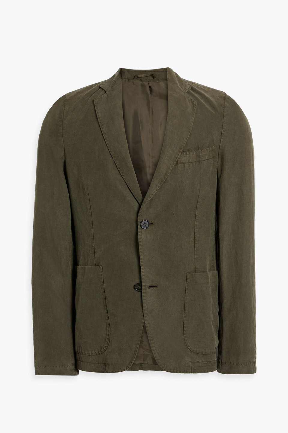 Officine Generale Nehemiah Lyocell, Cotton And Linen-blend Blazer In Army Green