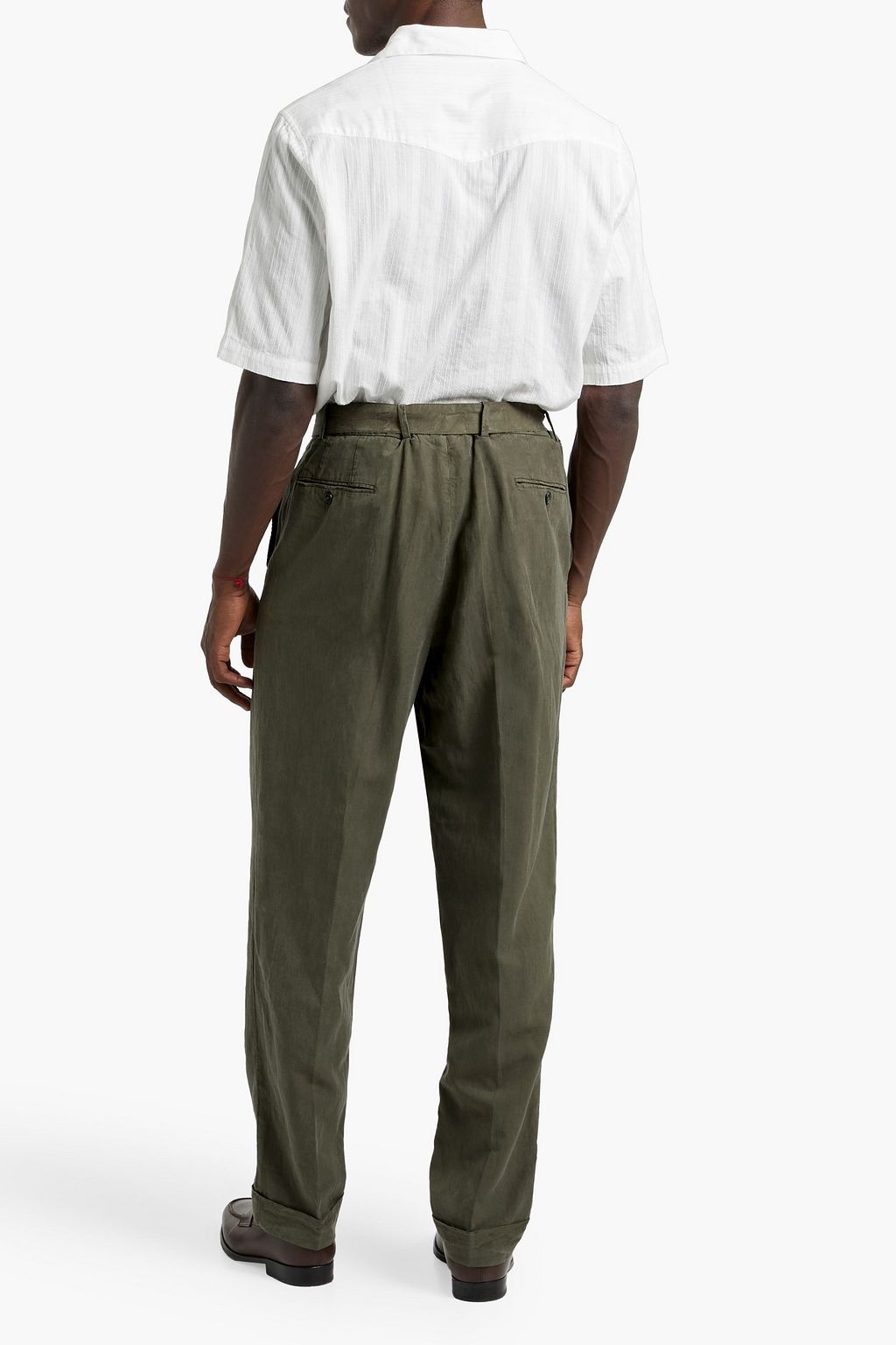 OFFICINE GÉNÉRALE Hugo tapered belted Lyocell, cotton and linen-blend pants
