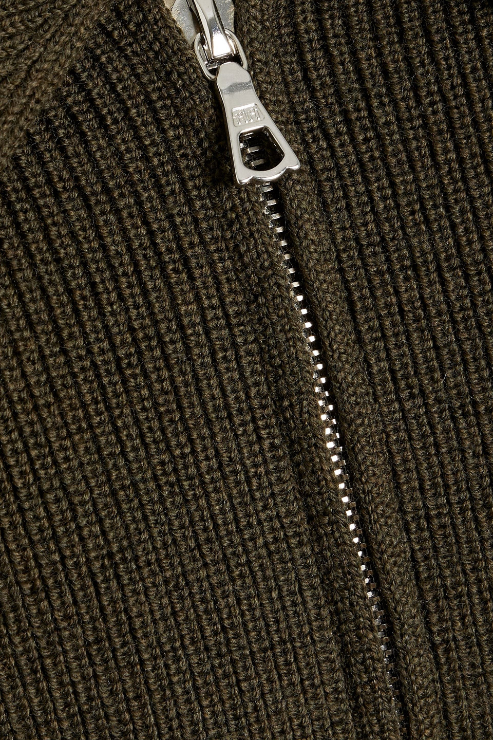 Officine Generale Tahar Ribbed Merino Wool Cardigan In Green