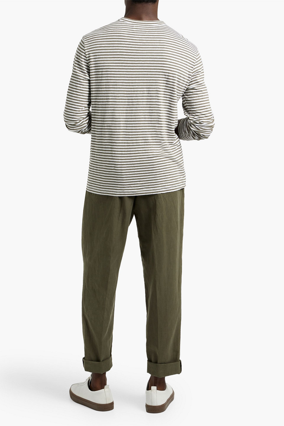 OFFICINE GENERALE STRIPED LINEN-BLEND JERSEY T-SHIRT