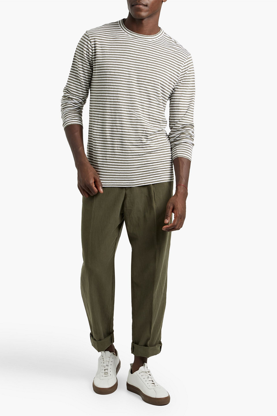 OFFICINE GENERALE STRIPED LINEN-BLEND JERSEY T-SHIRT