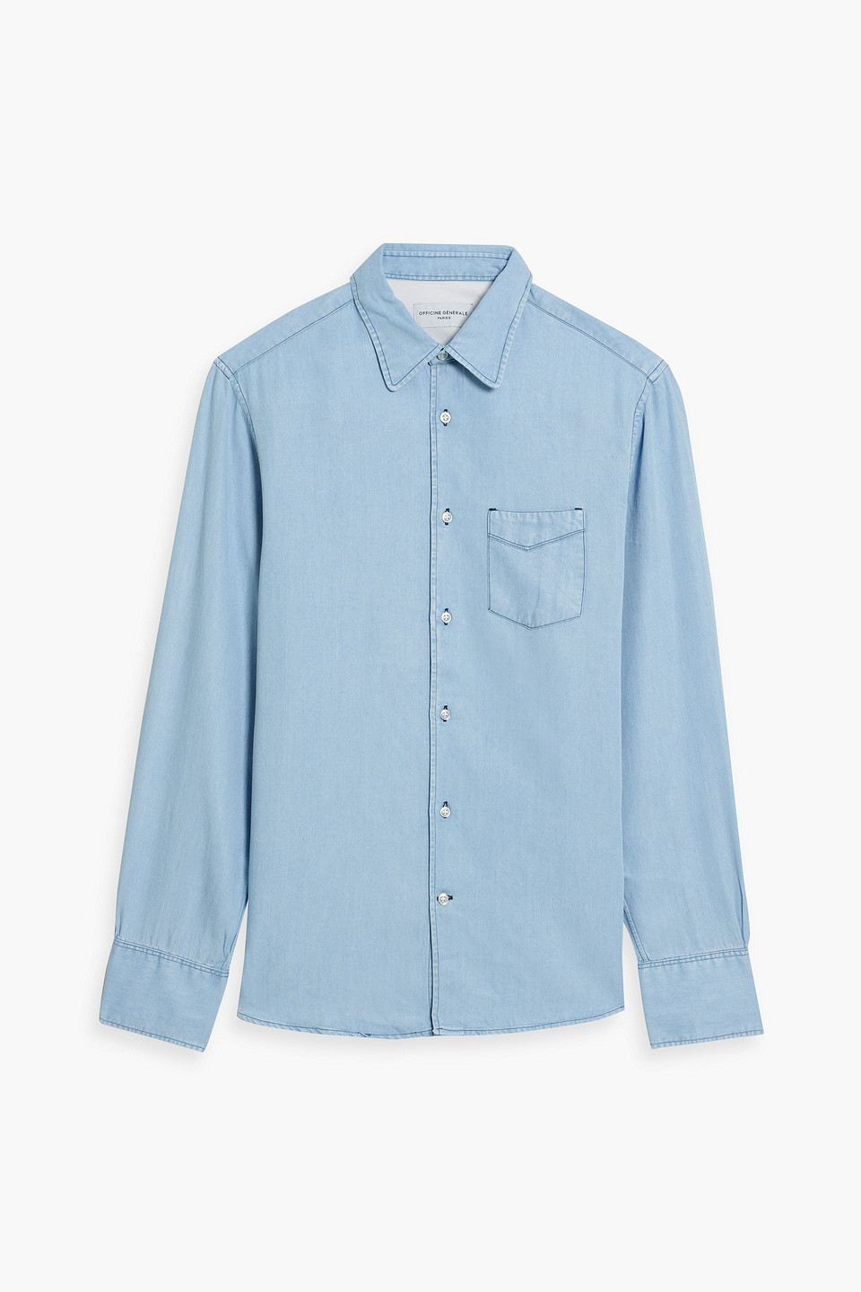 Officine Generale Benoit Lyocell Shirt In Light Blue