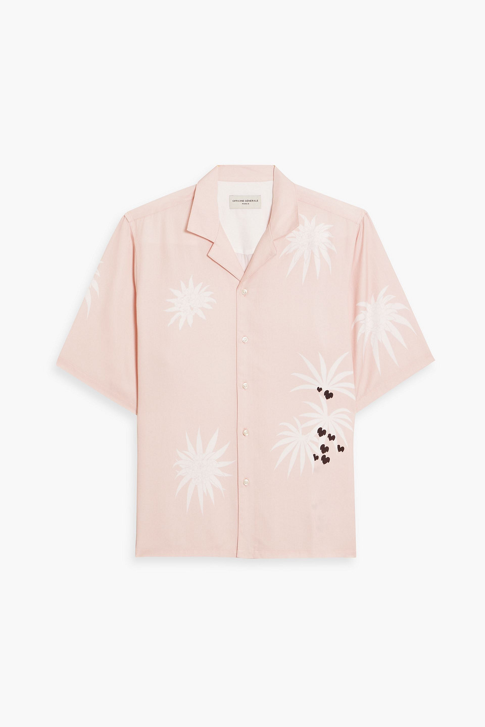 Officine Generale Eren Printed Lyocell Shirt In Pastel Pink