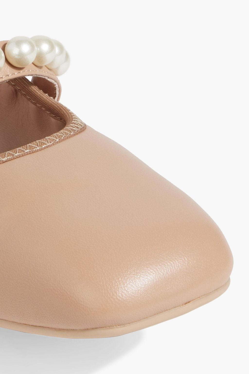 STUART WEITZMAN Goldie faux pearl-embellished leather ballet flats