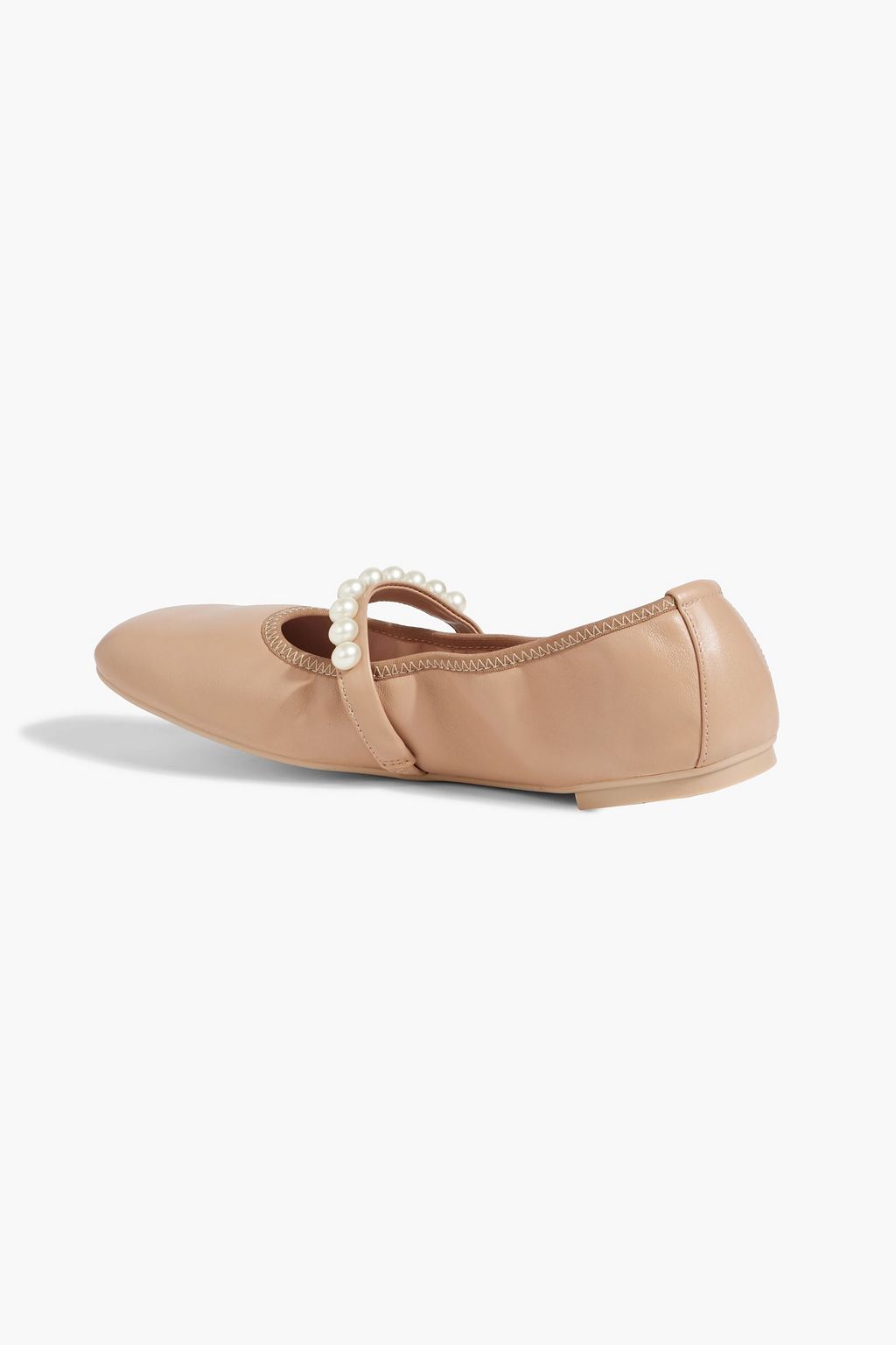 STUART WEITZMAN Goldie faux pearl-embellished leather ballet flats