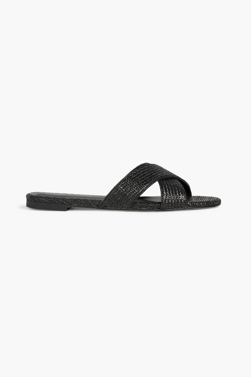 Stuart Weitzman Roza Raffia Sandals In Black