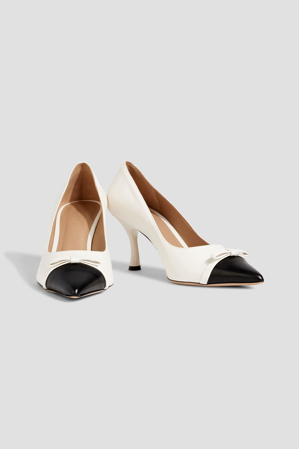 Malone Souliers Beatrix Bicolor Leather Bow Pumps In White